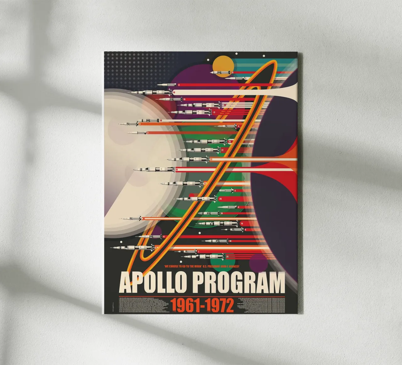 Programa Apolo Saturno V lienzo con Marco flotante de Thomas