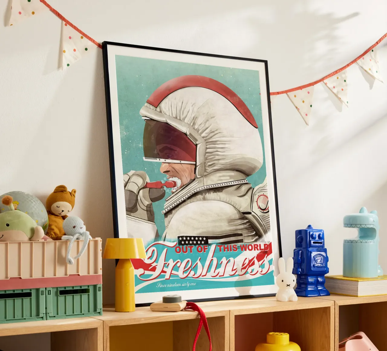 Astronauta che si lava i denti poster da Thomas