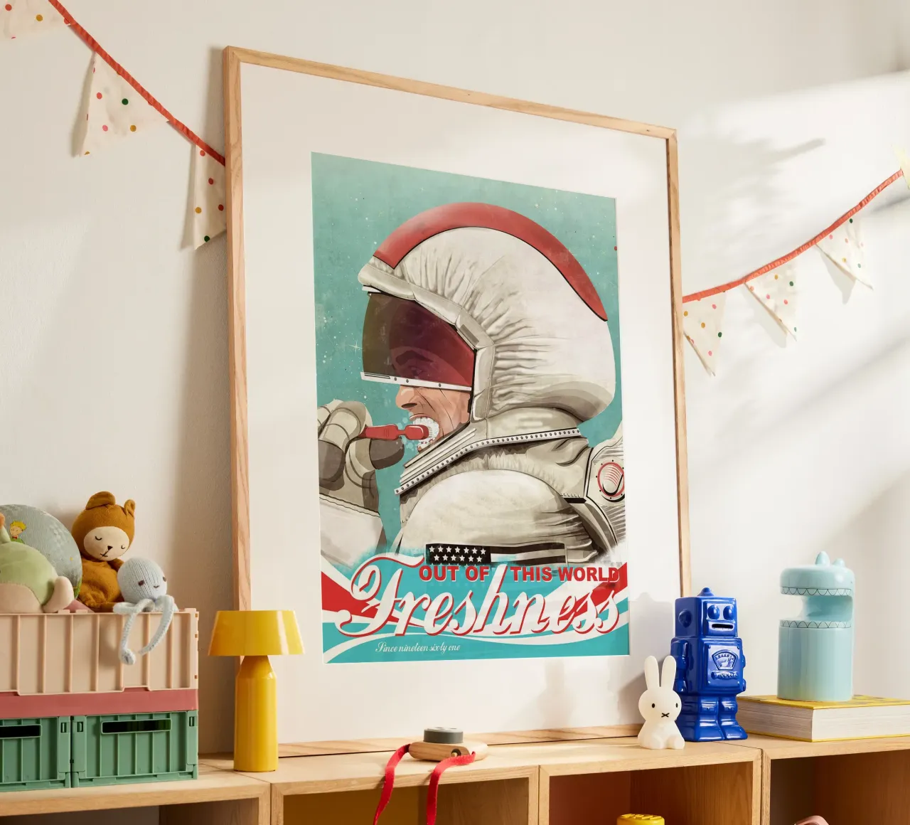 Astronauta che si lava i denti poster da Thomas