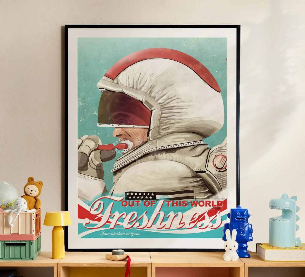Astronauta che si lava i denti poster da Thomas