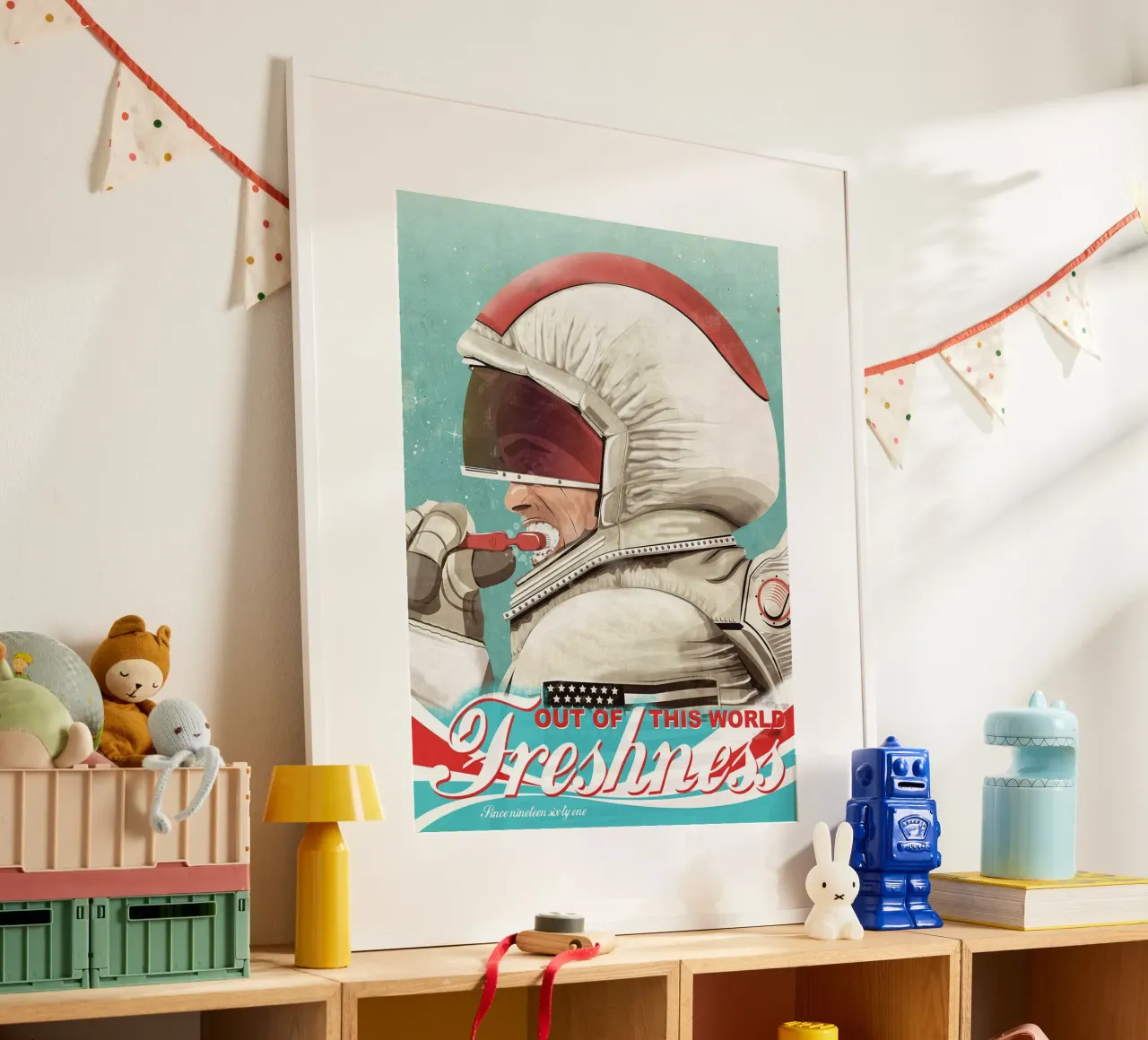 Astronauta che si lava i denti poster da Thomas