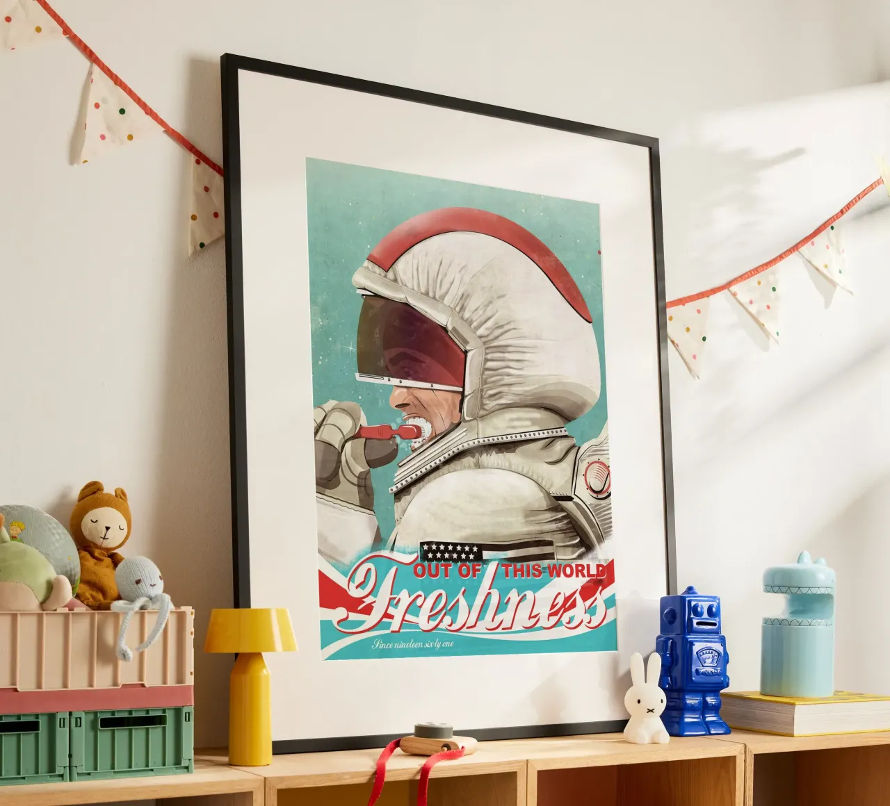 Astronauta che si lava i denti poster da Thomas
