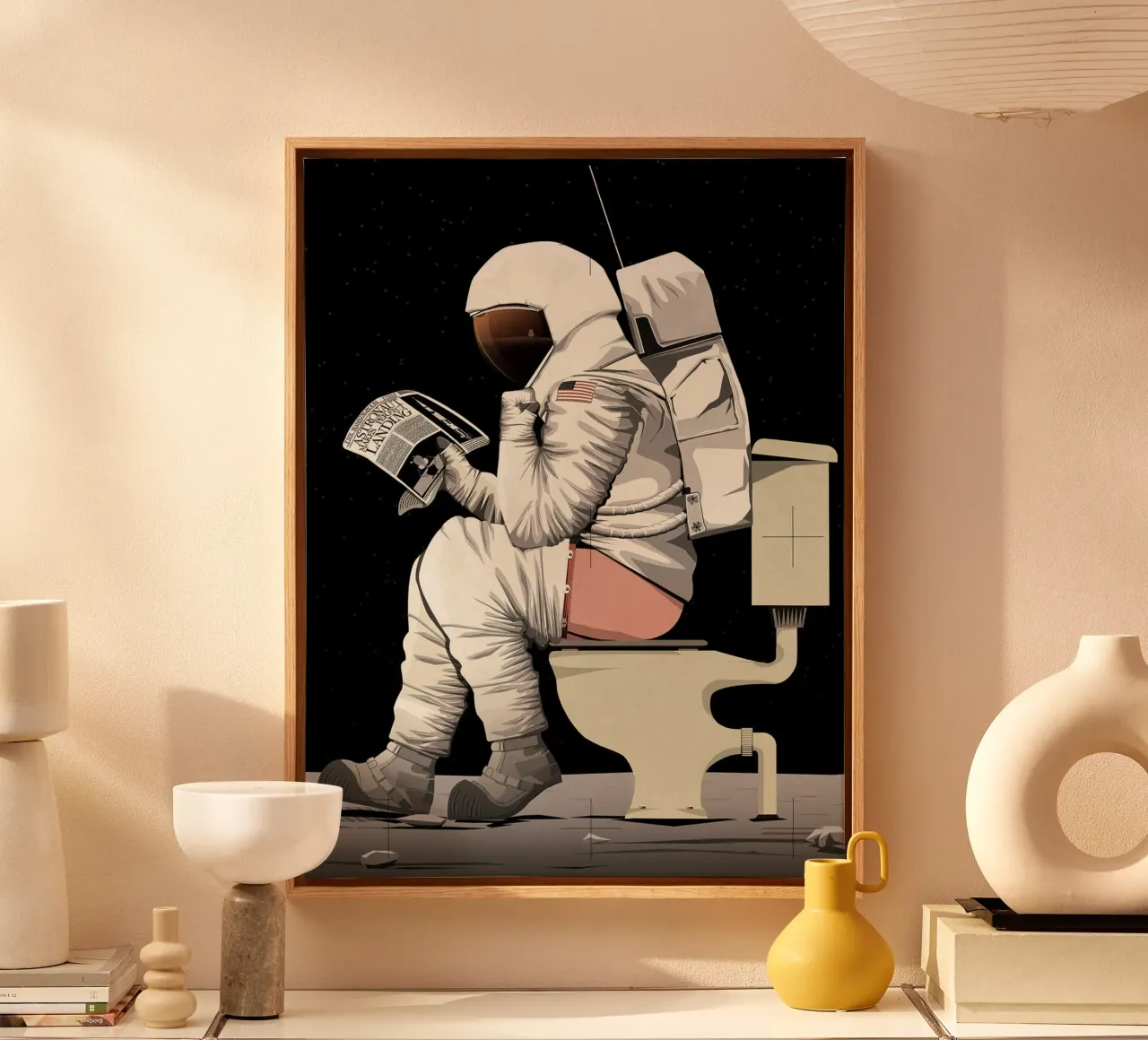 Astronauta sul water I tela con Cornice a cassetta da Thomas