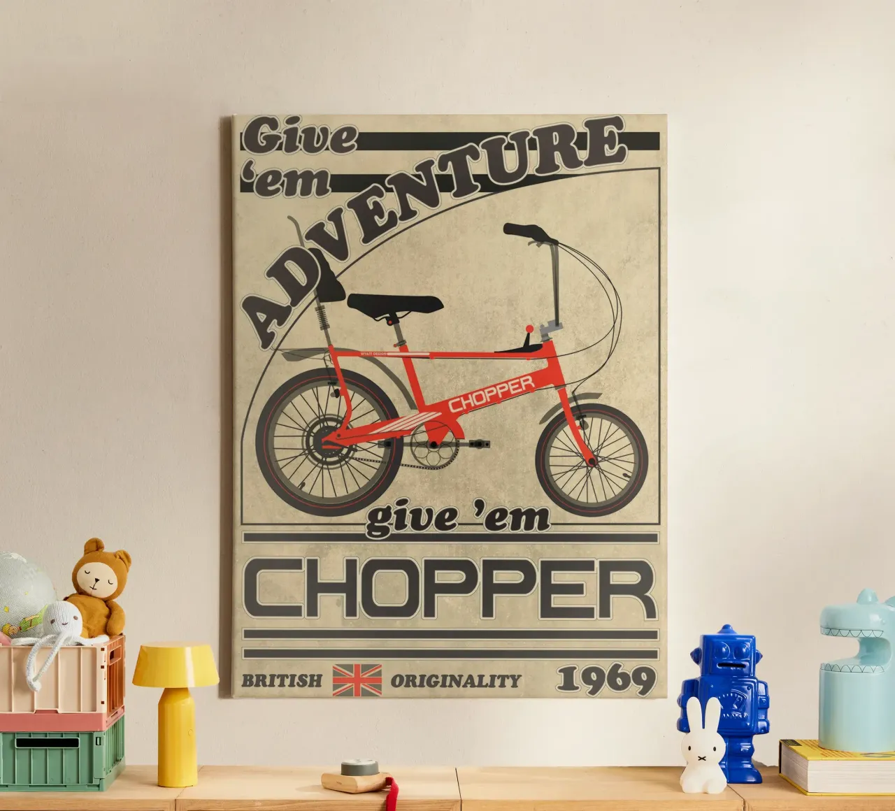 Bicicletta Chopper 1969 tela con Cornice a cassetta da Thomas