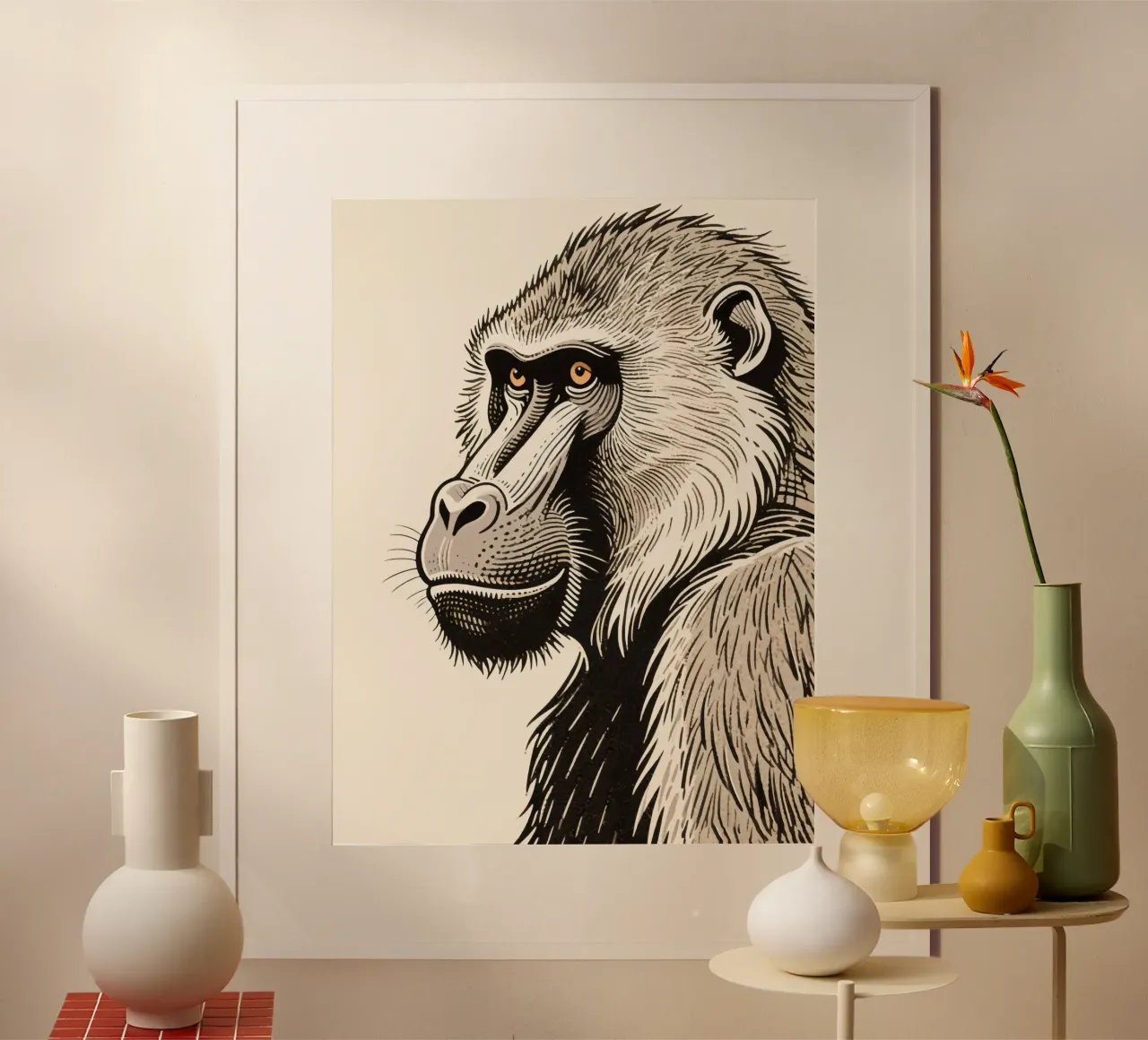 Babbuino poster con telaio in plastica da knowledge