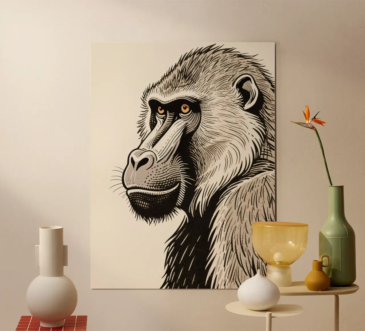 Babbuino poster con telaio in plastica da knowledge