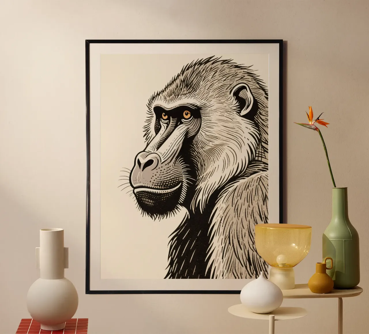 Babbuino poster con telaio in plastica da knowledge