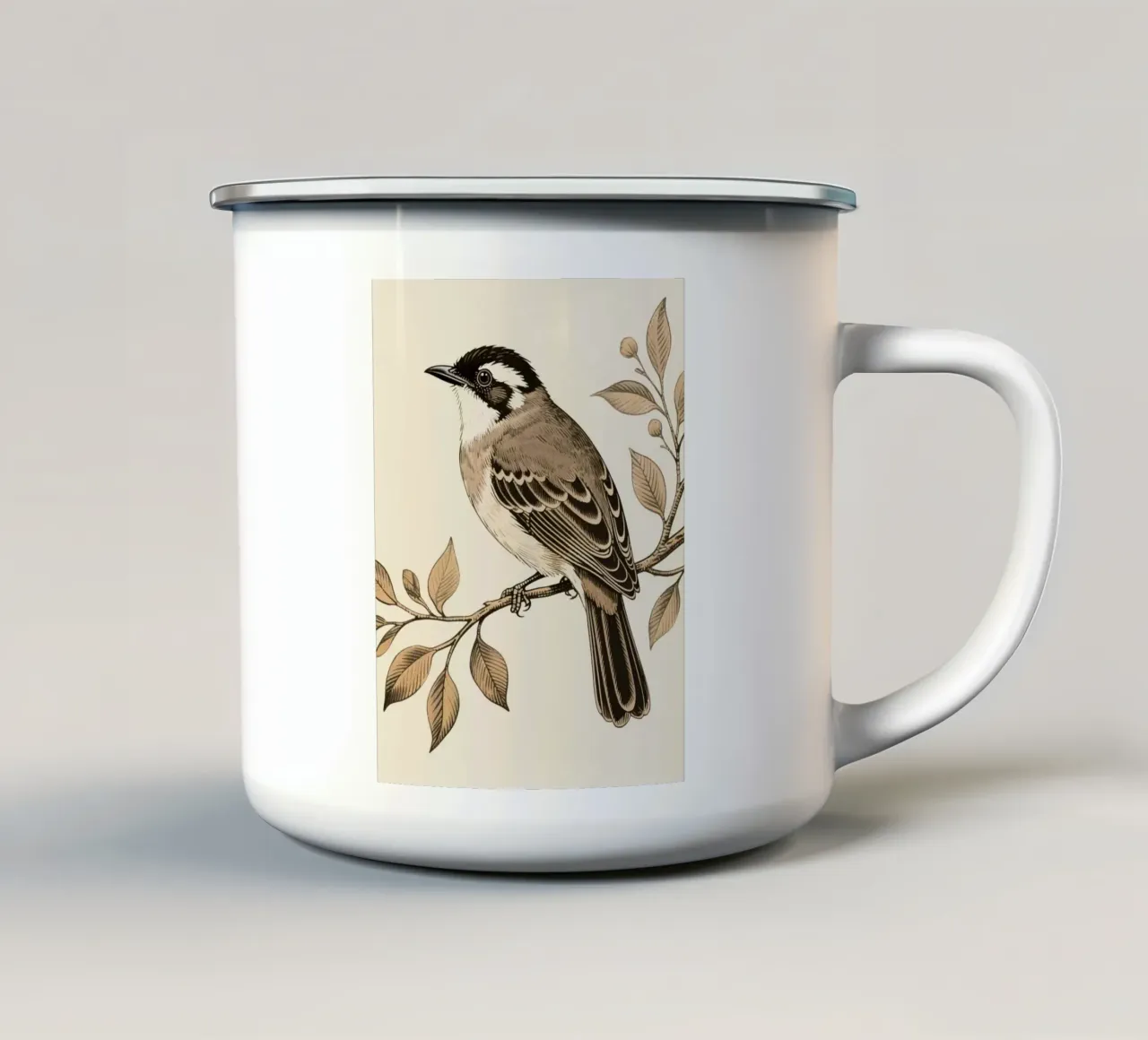 Uccello nel ramo tazza in smalto da knowledge