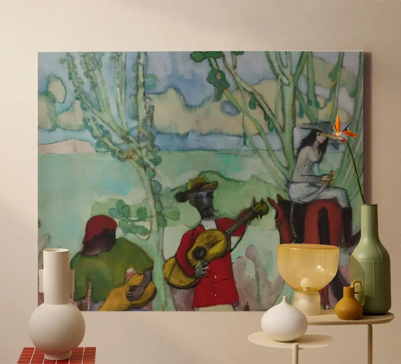 Peter Doig - Musik 2 Bäume 2023 Leinwand mit Schattenfugenrahmen von Milfordpaint