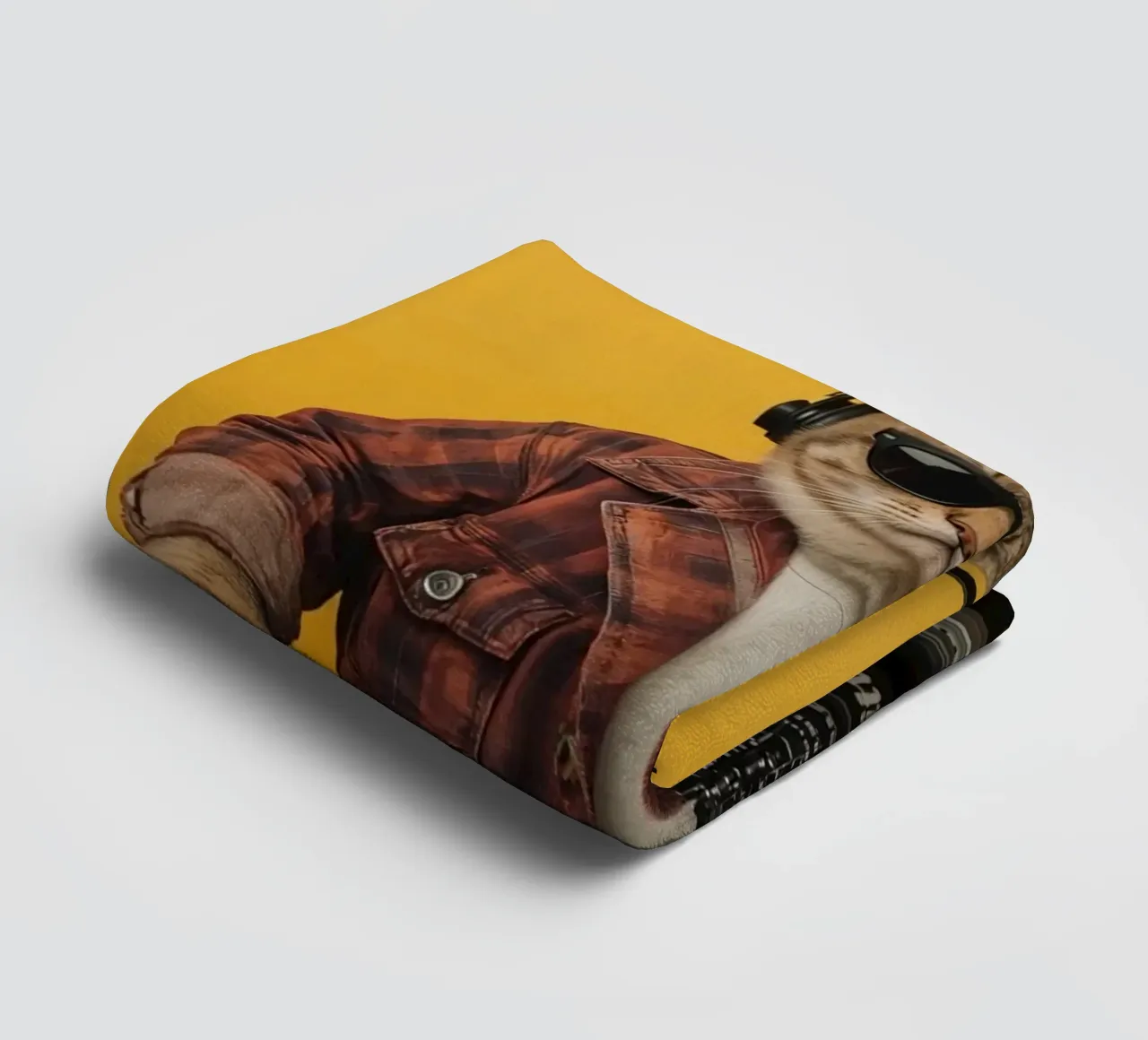 Cat Dressed as a DJ with Turntables towel by DesignDoodle