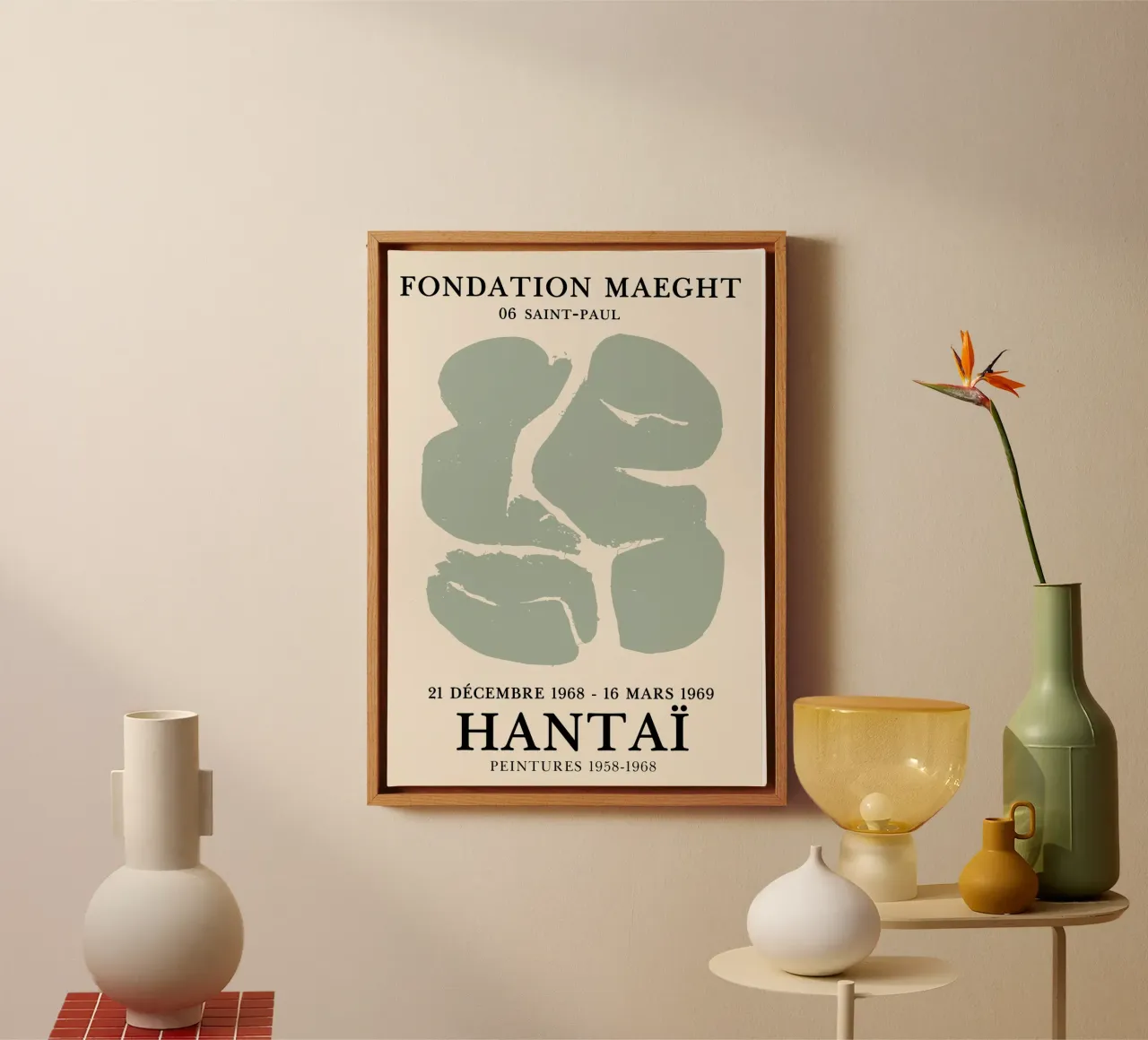 Matise Poster Hantai Groen canvas met Baklijst van Lonnieprints
