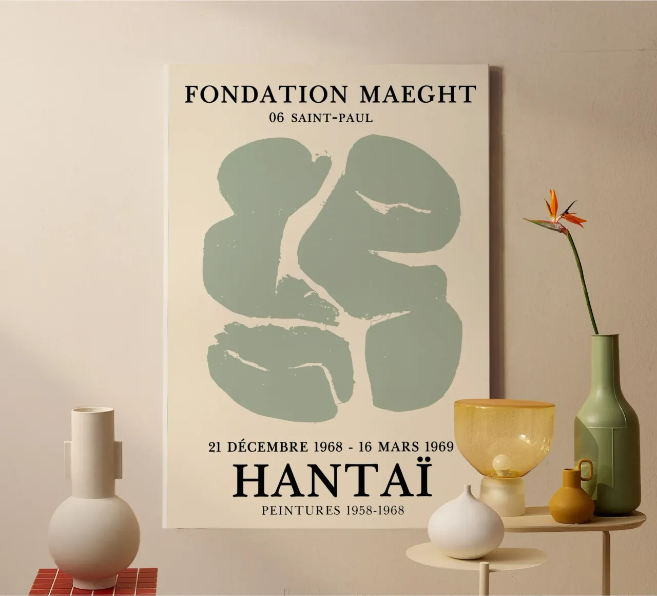 Matise Poster Hantai Groen canvas met Baklijst van Lonnieprints