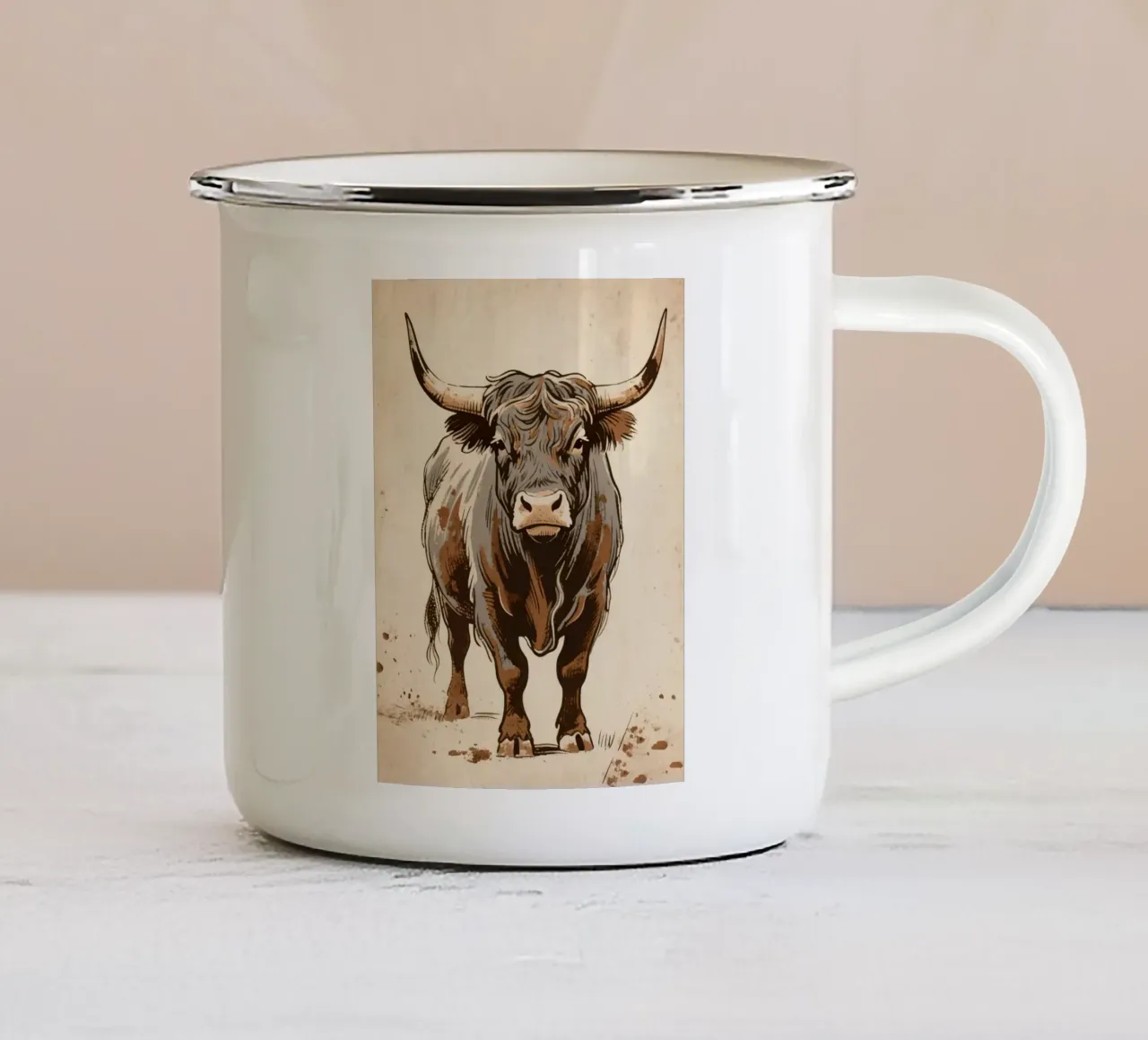 Toro tazza in smalto da knowledge