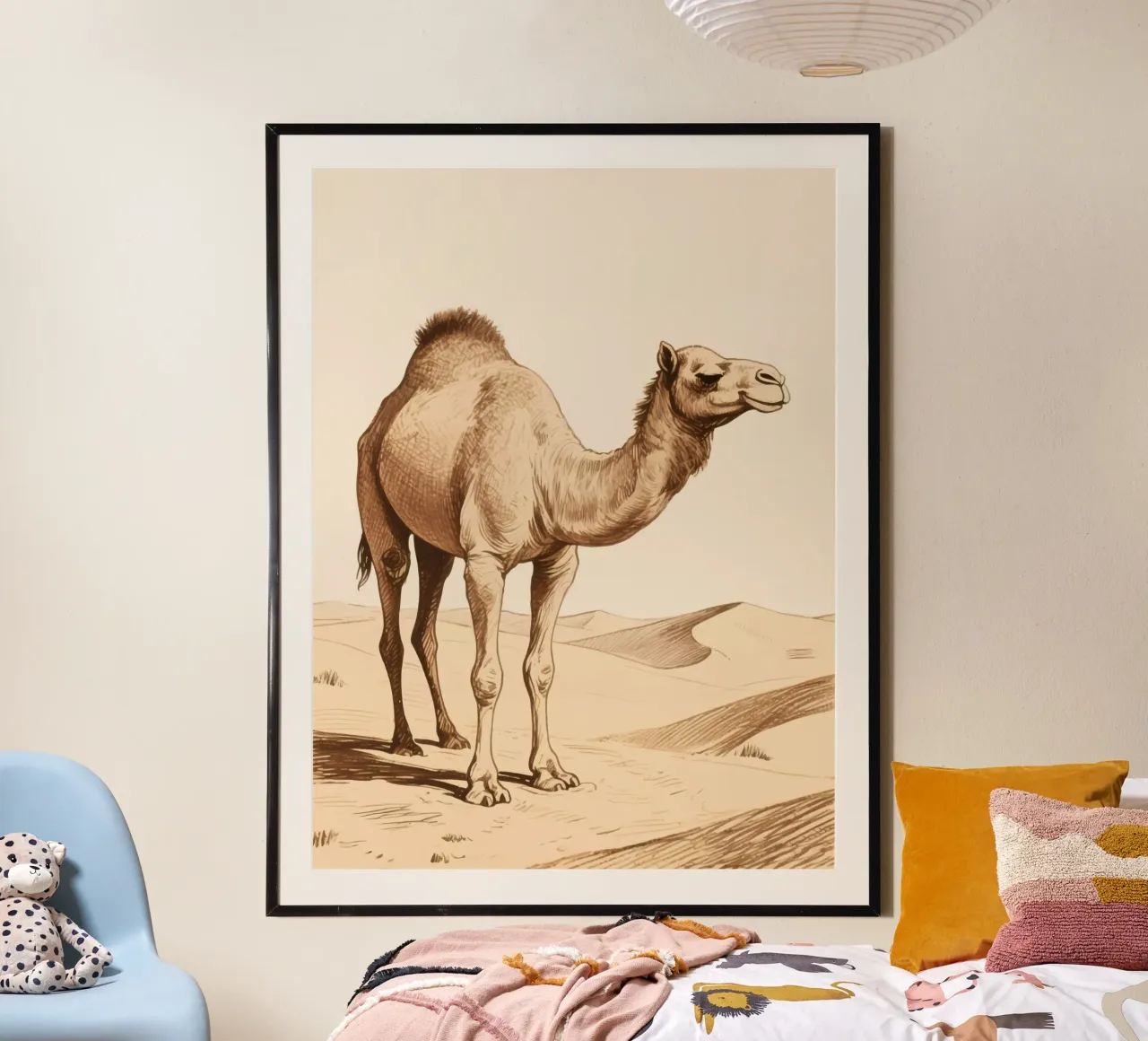 Deserto dei cammelli poster con telaio in plastica da knowledge