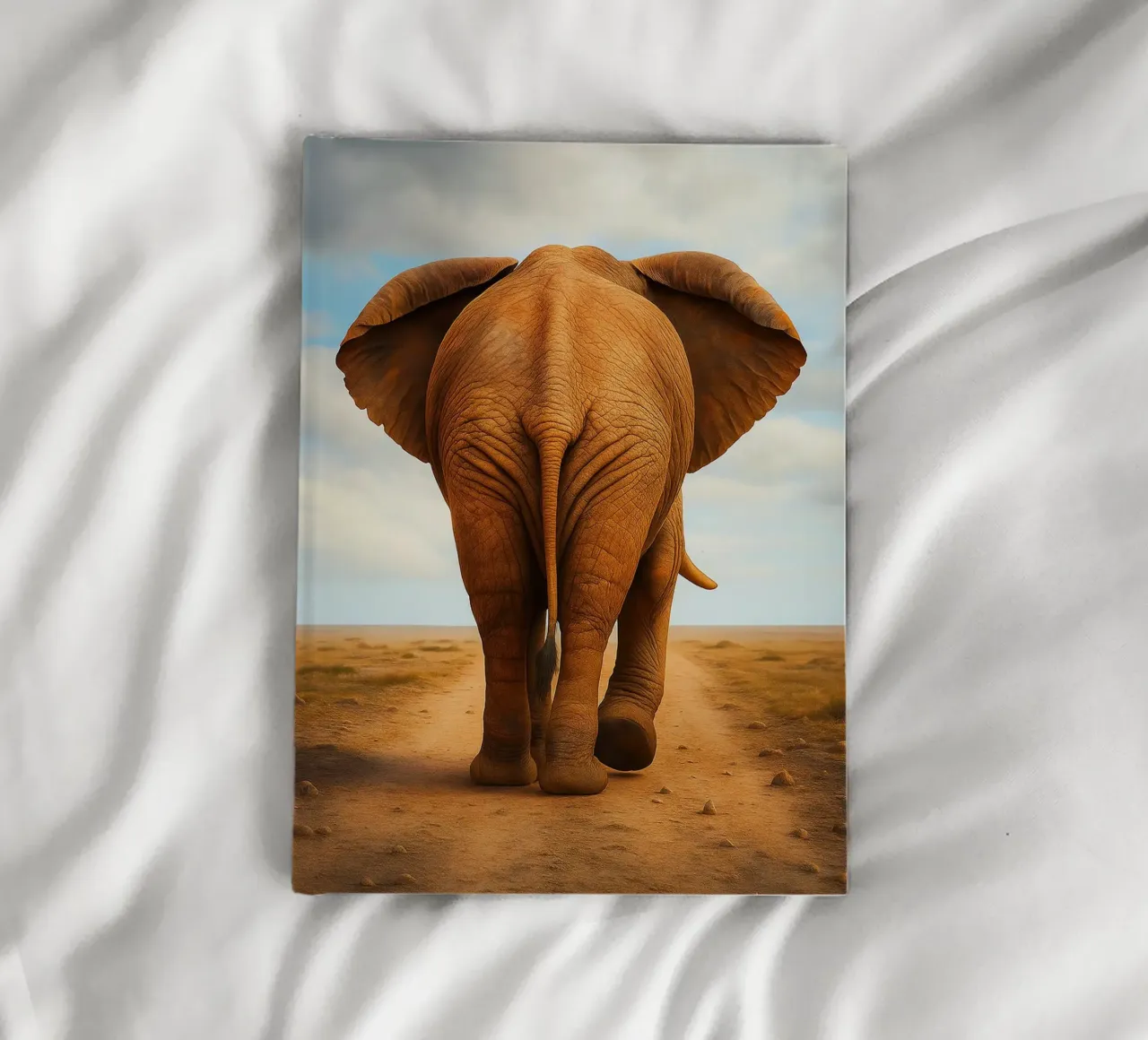 rear view of an elephant walking notebook by landtengs