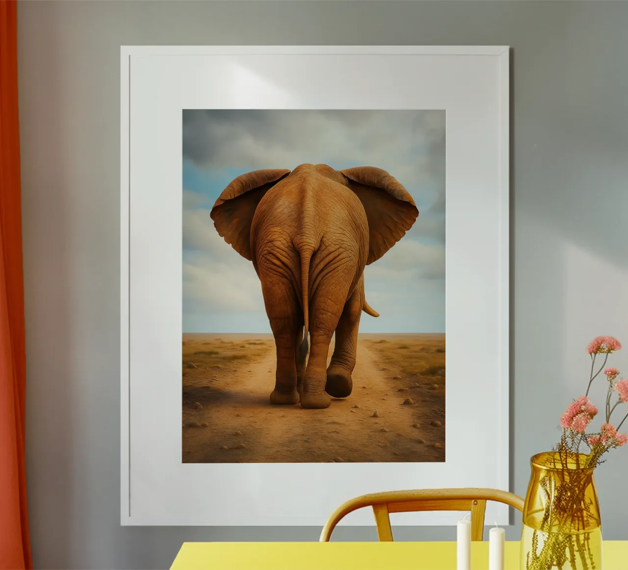 vista posteriore di un elefante che cammina poster da landtengs