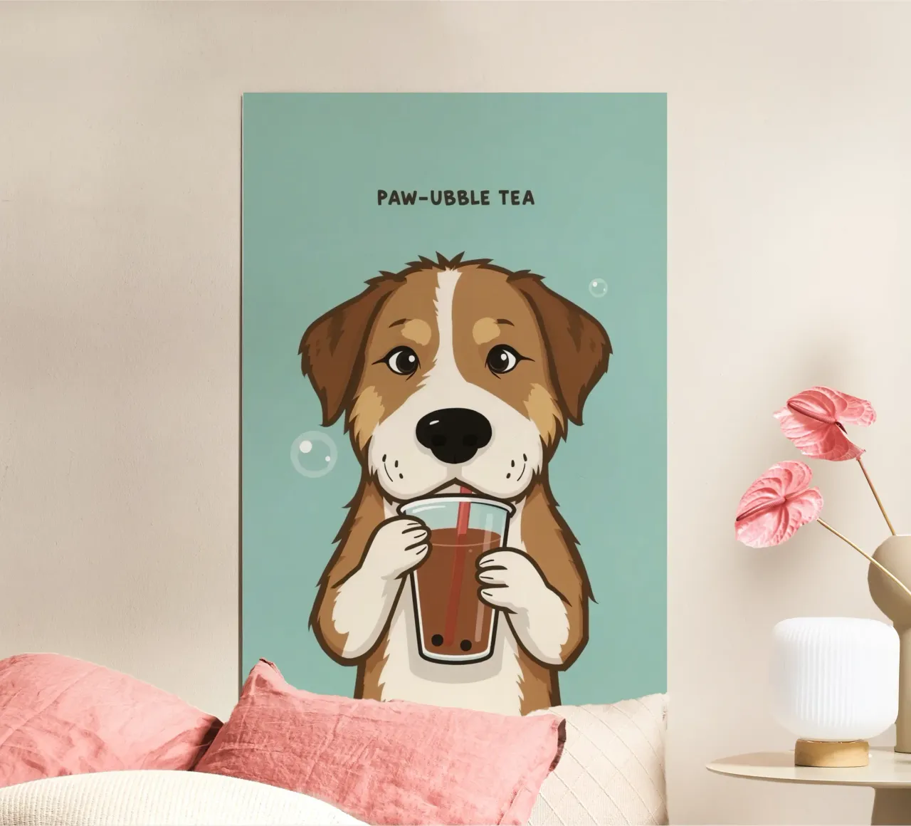 Tè a forma di zampa poster con telaio in alluminio da DesignDoodle