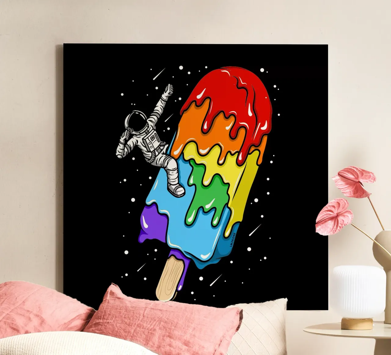 IJs Astronaut - Regenboog canvas met Baklijst van LM2KONE