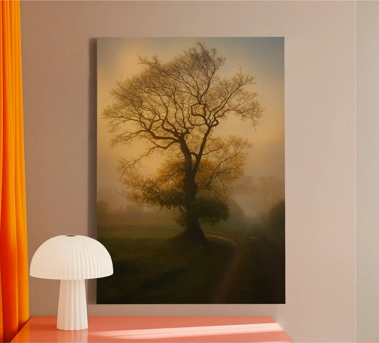 photographie de la vue d'un arbre au bord d'une route toile avec Caisse américaine de landtengs