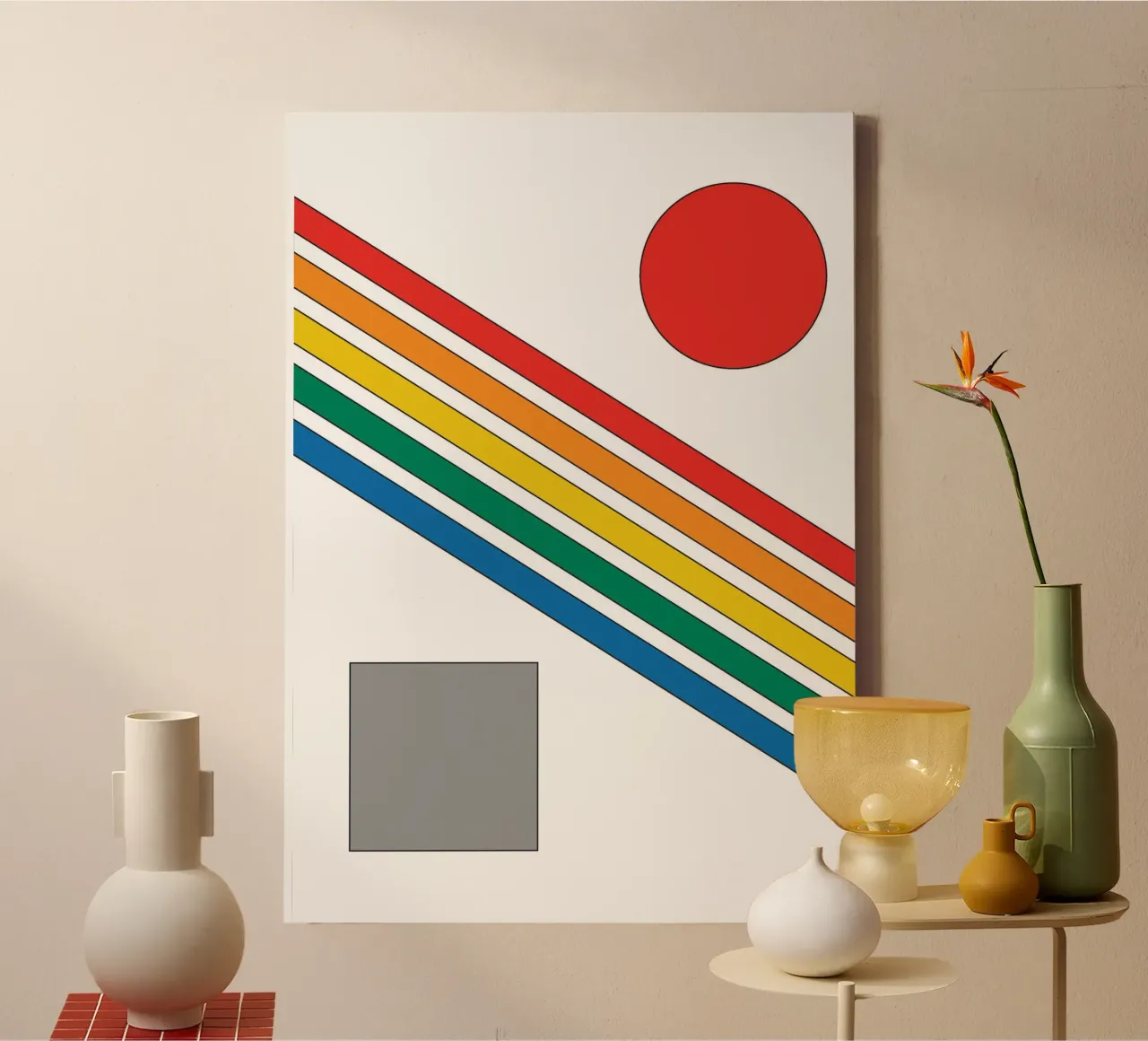 Striscia di linea Bauhaus tela con Cornice a cassetta da galihstudio