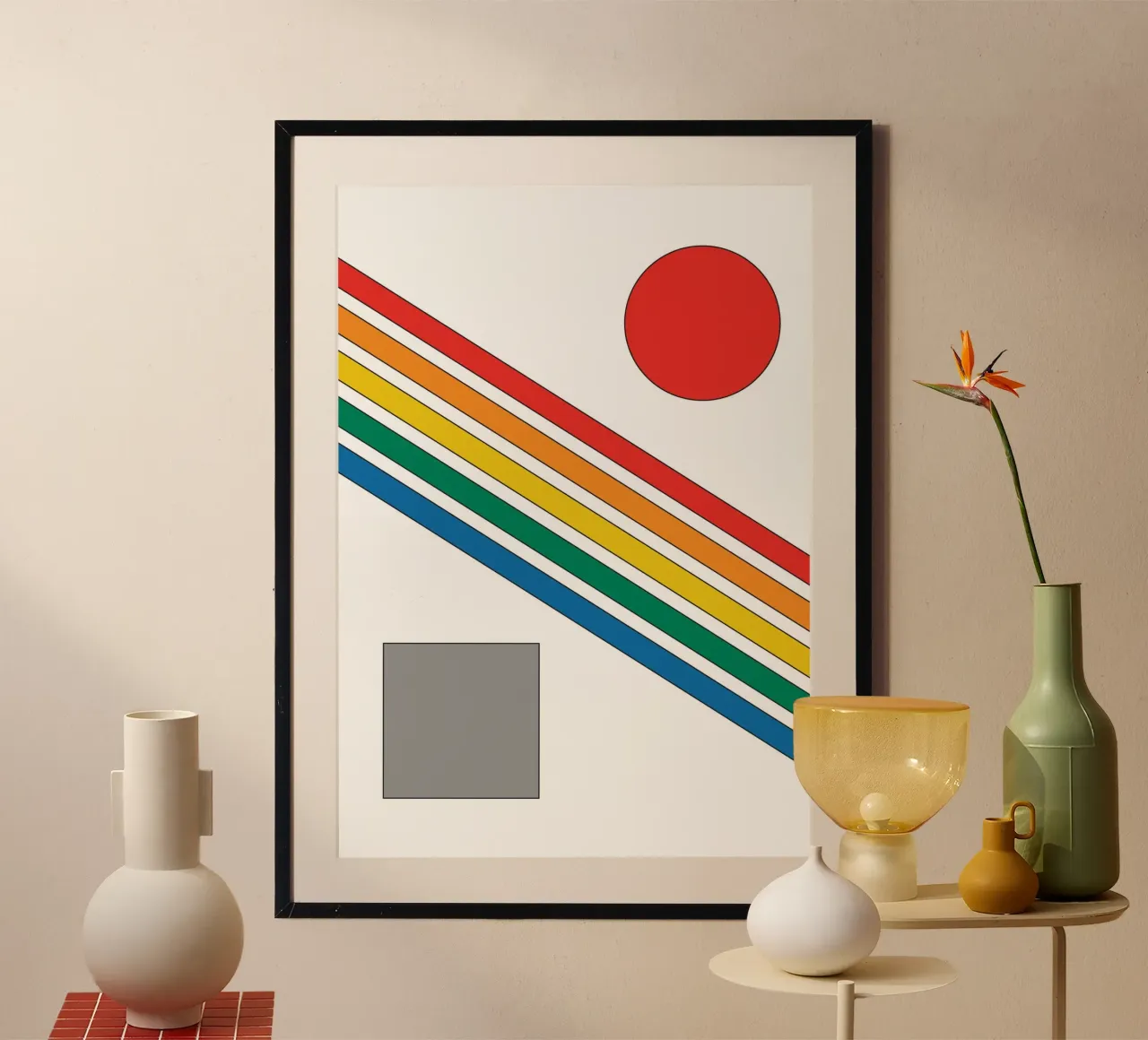 Striscia di linea Bauhaus poster con telaio in plastica da galihstudio