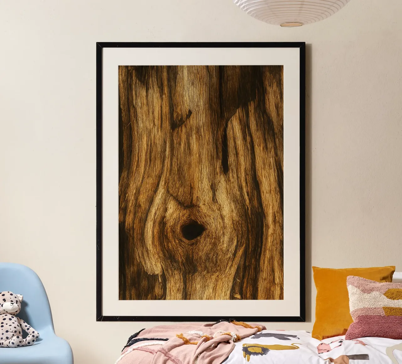 tronc d'arbre pourri vue photographie poster avec cadre en bois de landtengs