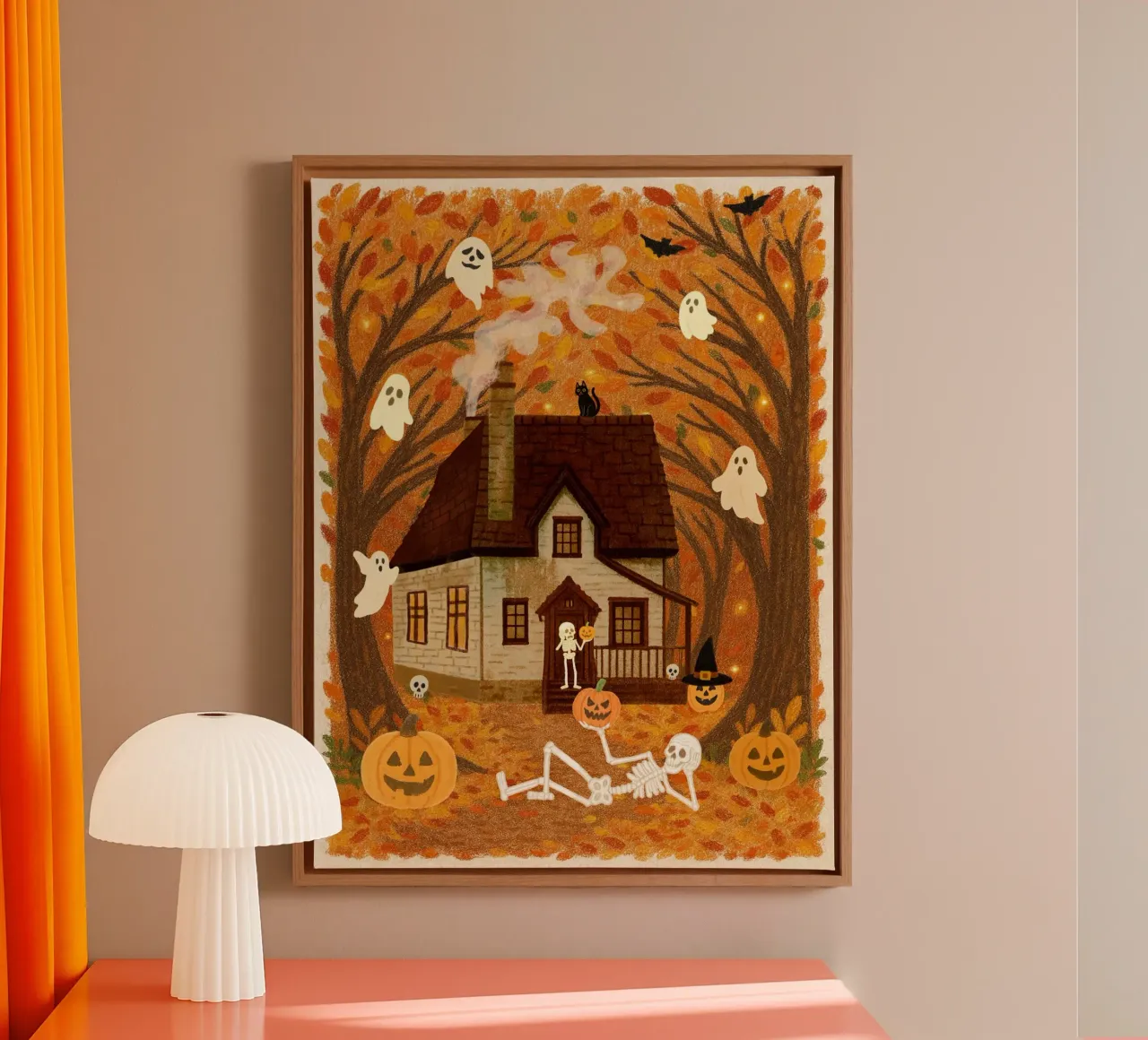 Notte di Halloween da brivido tela con Cornice a cassetta da Taika Tori Art