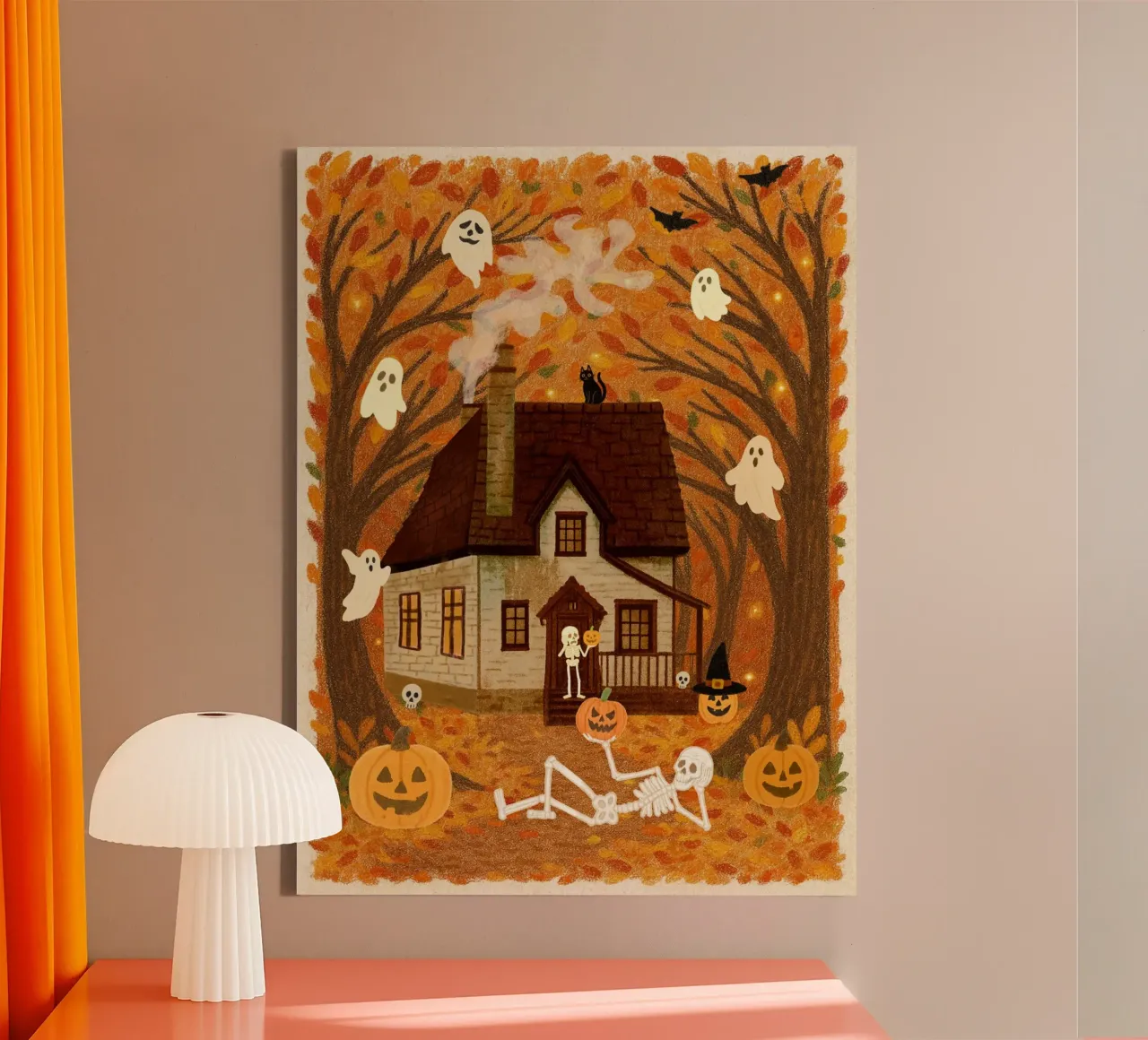 Notte di Halloween da brivido tela con Cornice a cassetta da Taika Tori Art