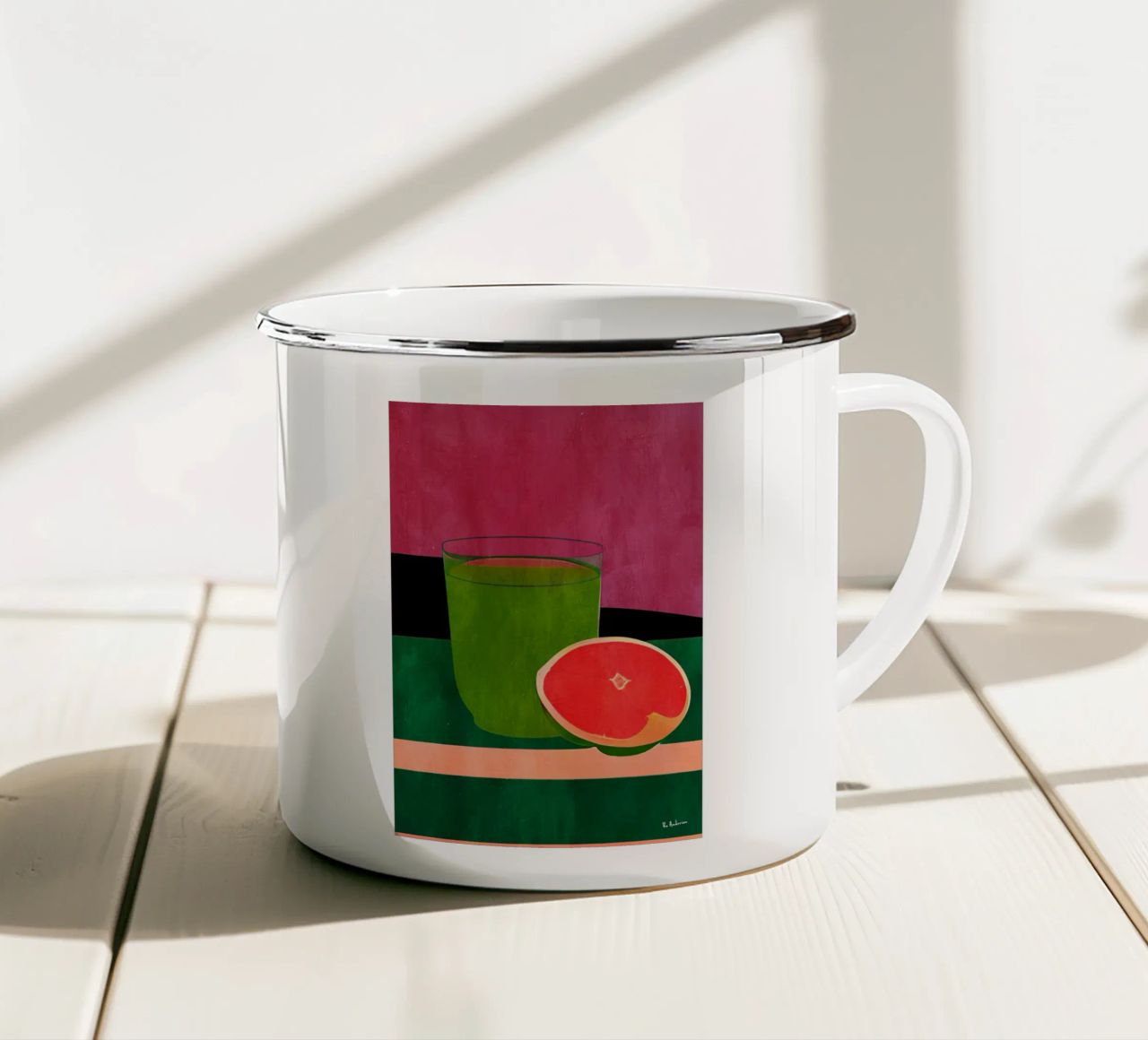 Stilllife With Pink Grapefruit tazza in smalto da Bo Anderson