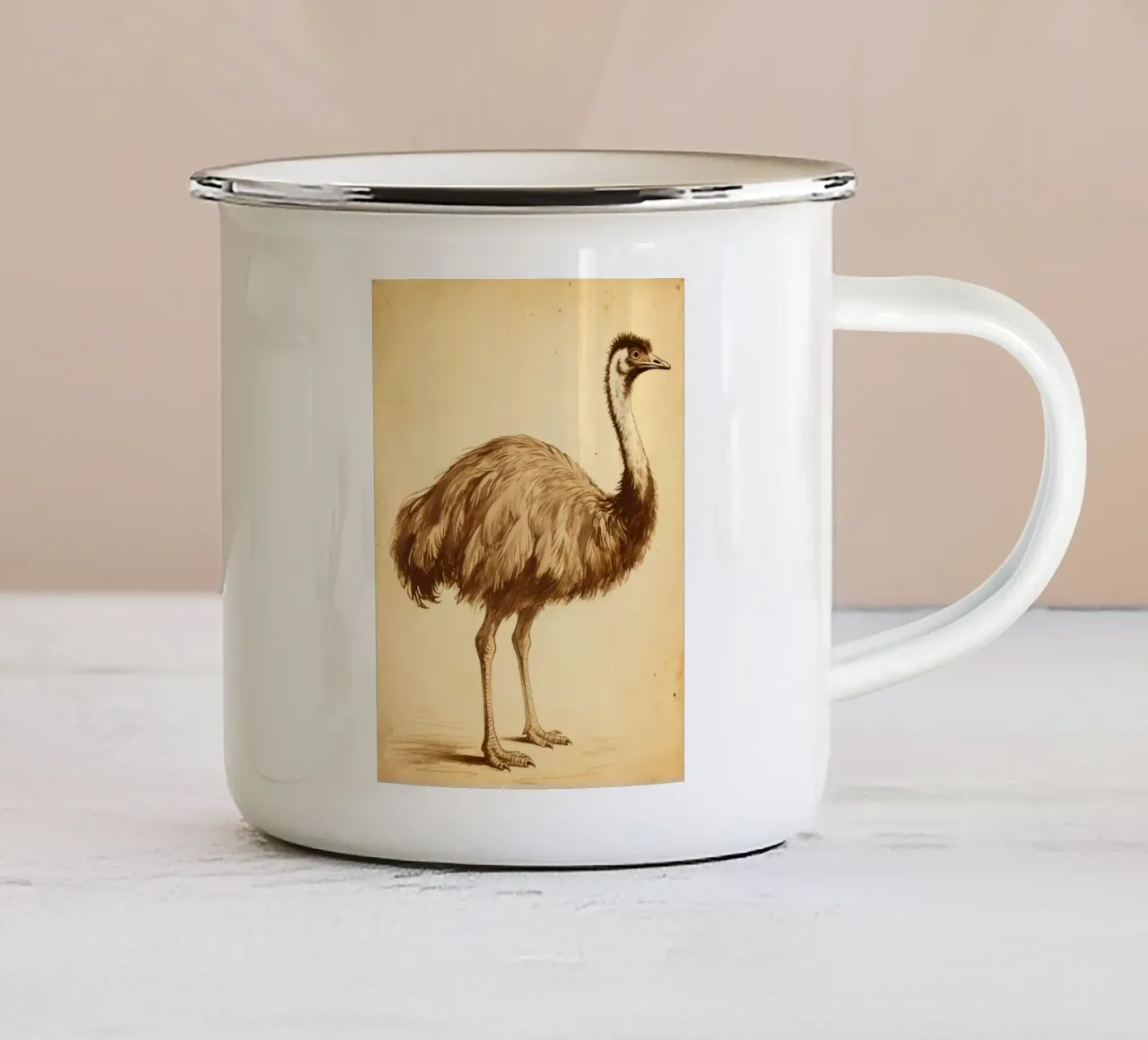 Uccello Emu tazza in smalto da knowledge