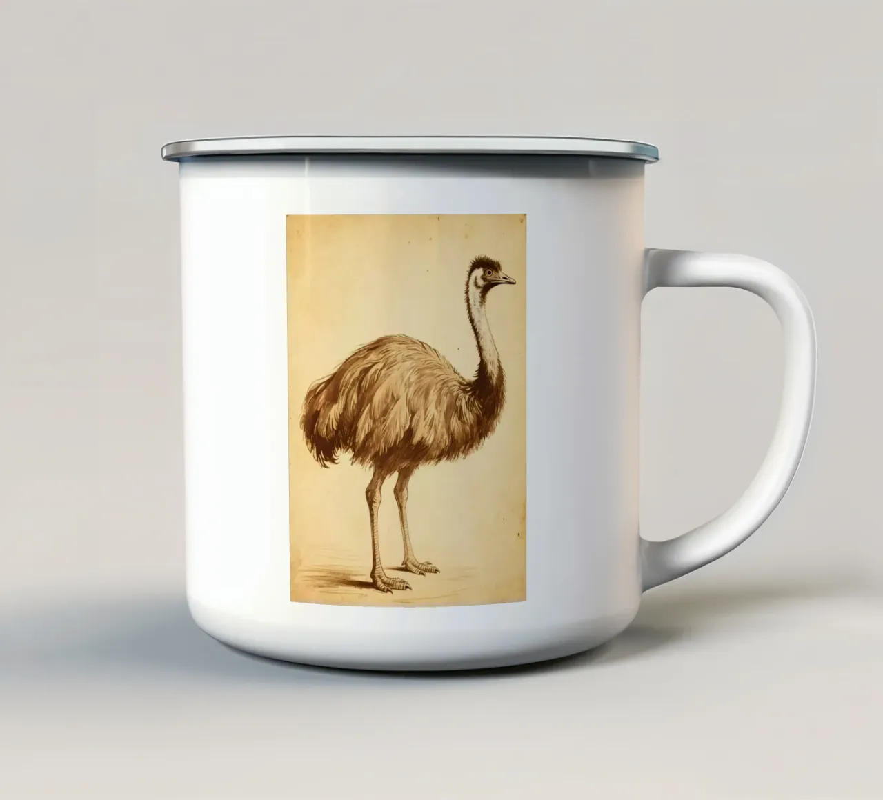 Uccello Emu tazza in smalto da knowledge