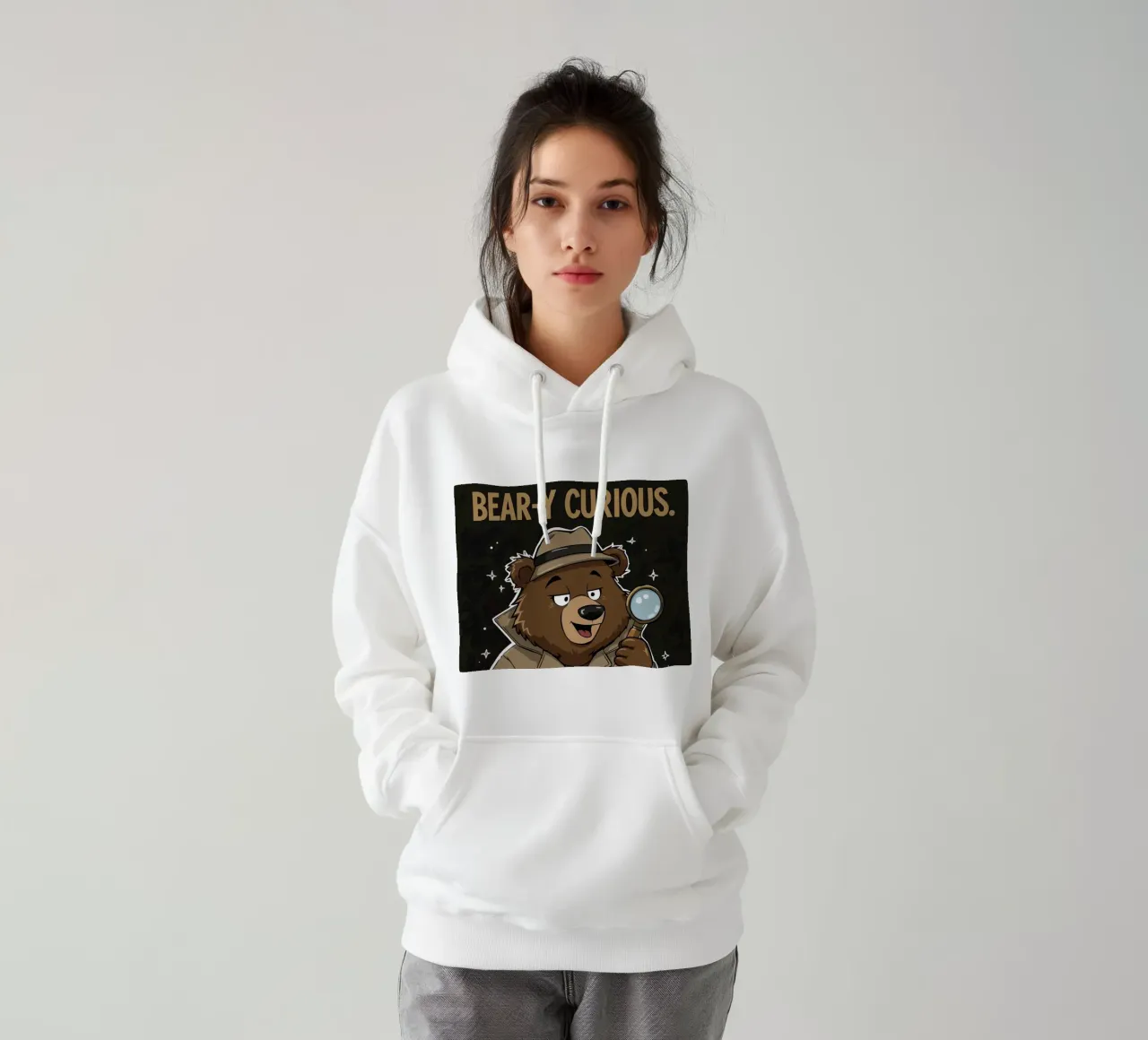 Orso curioso felpa con cappuccio da DesignDoodle
