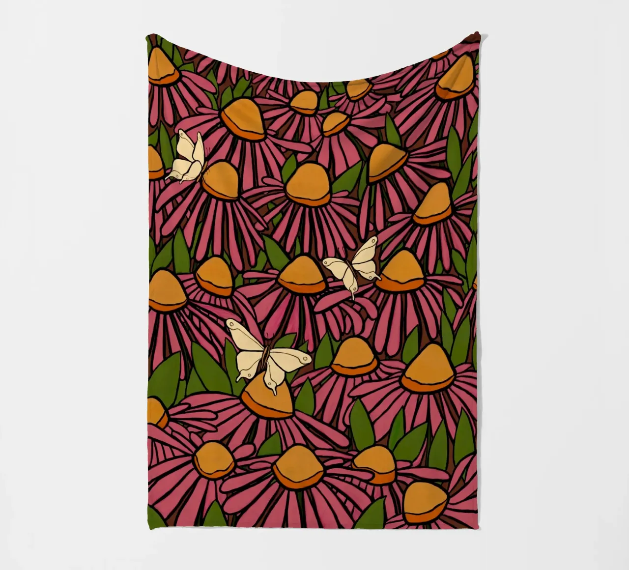 Echinacea and butterflies coperta in pile da TijanaArtStudio88