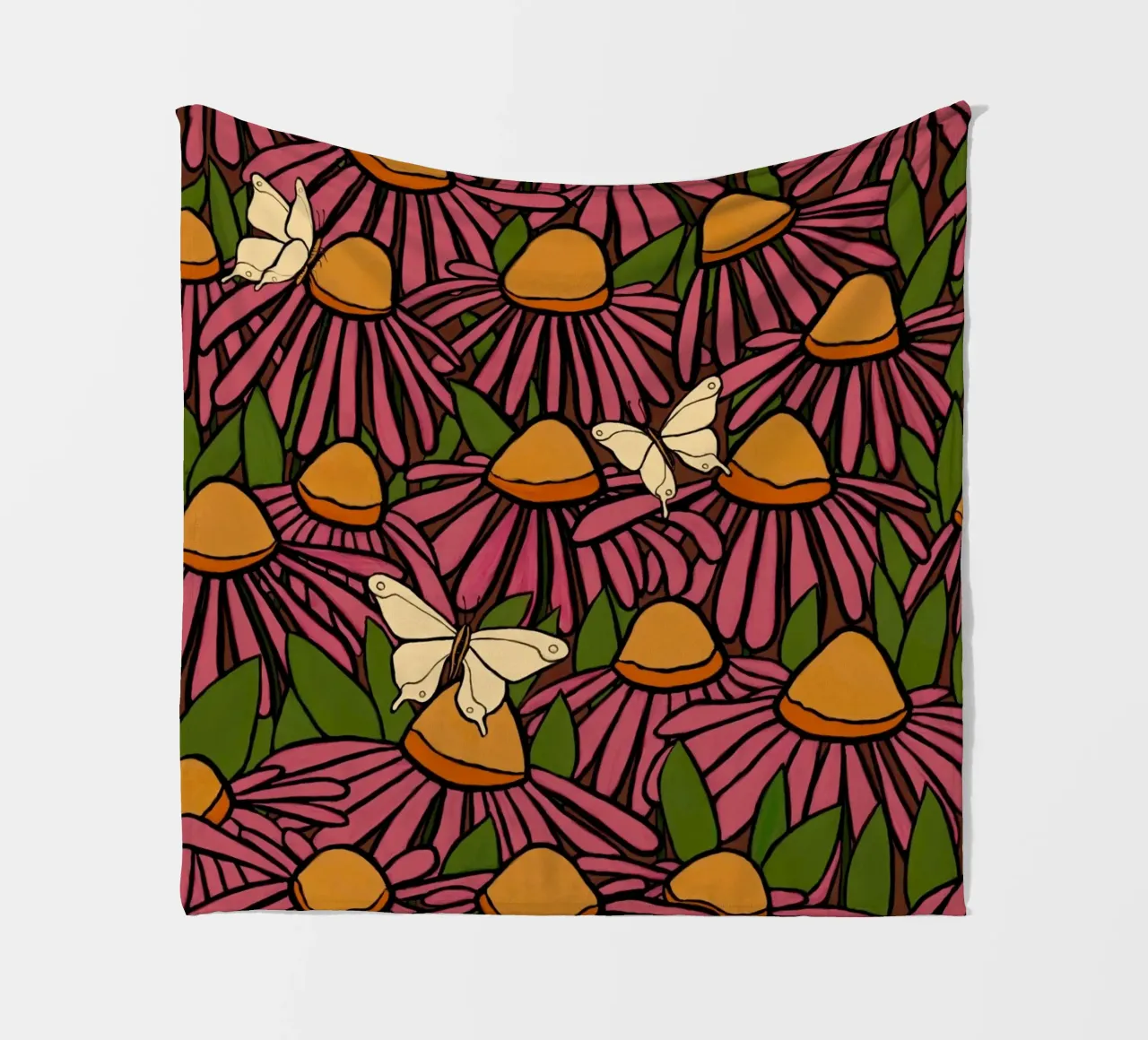 Echinacea and butterflies coperta in pile da TijanaArtStudio88