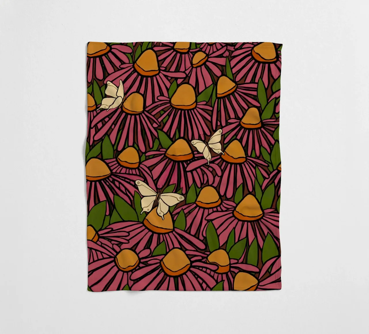Echinacea and butterflies coperta in pile da TijanaArtStudio88