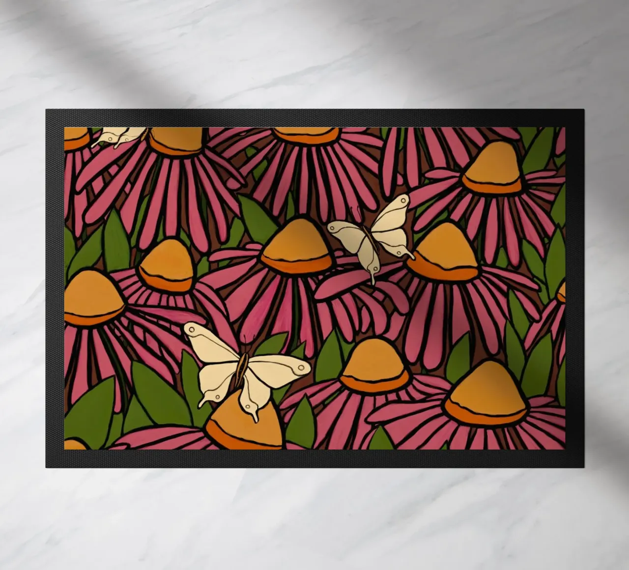 Echinacea and butterflies zerbino da TijanaArtStudio88