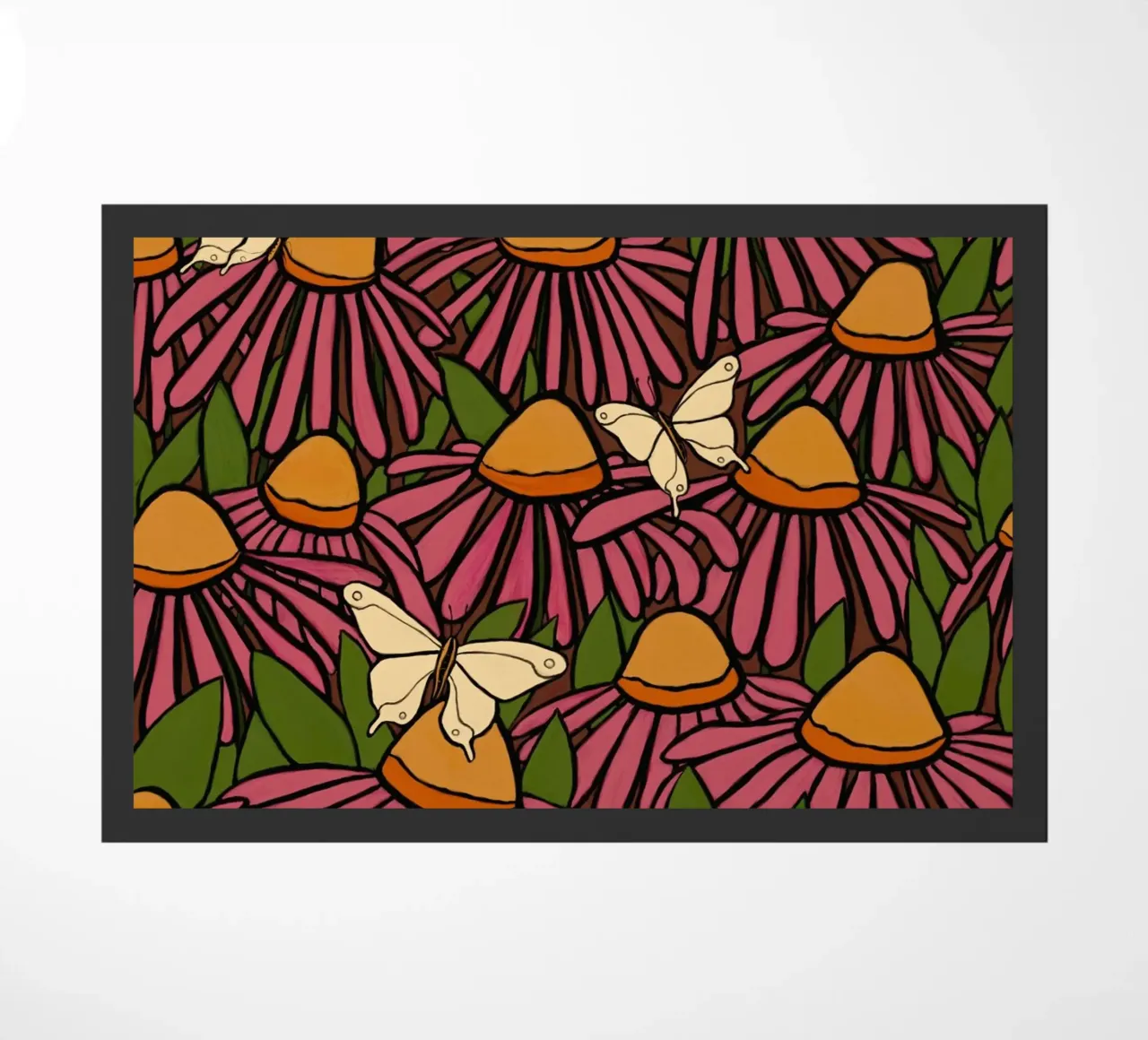 Echinacea and butterflies zerbino da TijanaArtStudio88