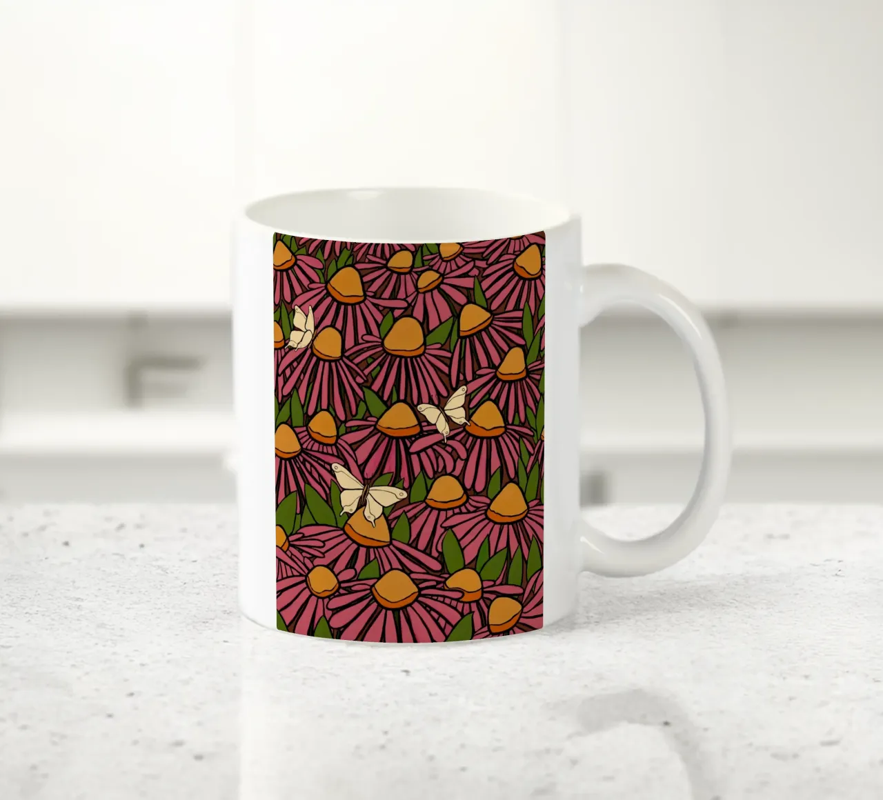 Echinacea and butterflies tazza in ceramica da TijanaArtStudio88