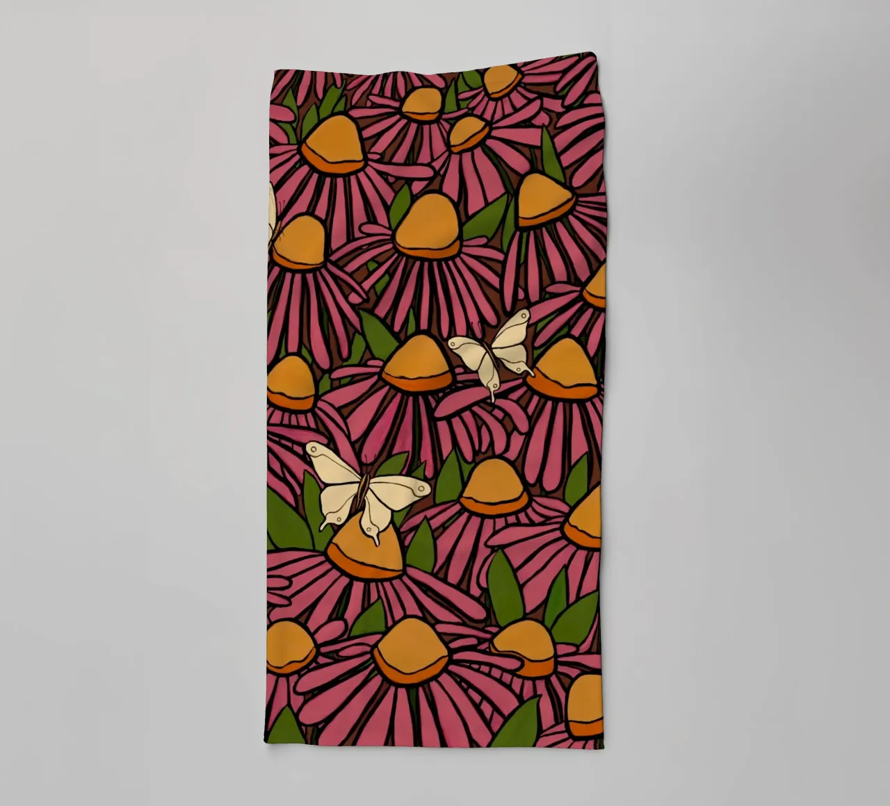 Echinacea and butterflies asciugamano da bagno da TijanaArtStudio88