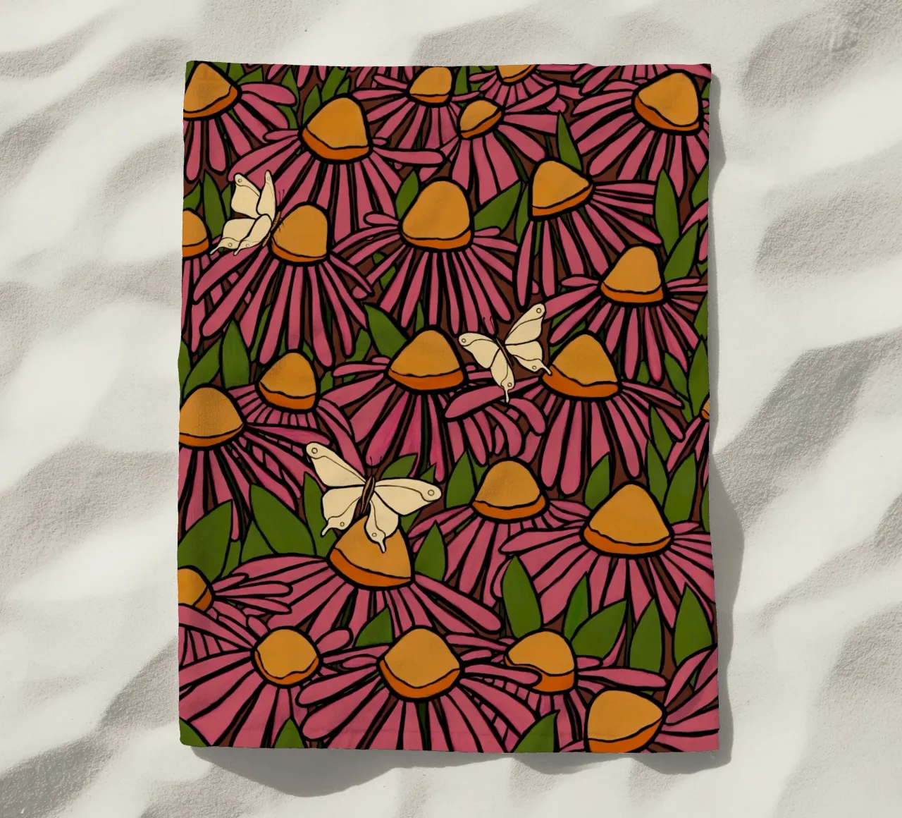 Echinacea and butterflies telo mare da TijanaArtStudio88