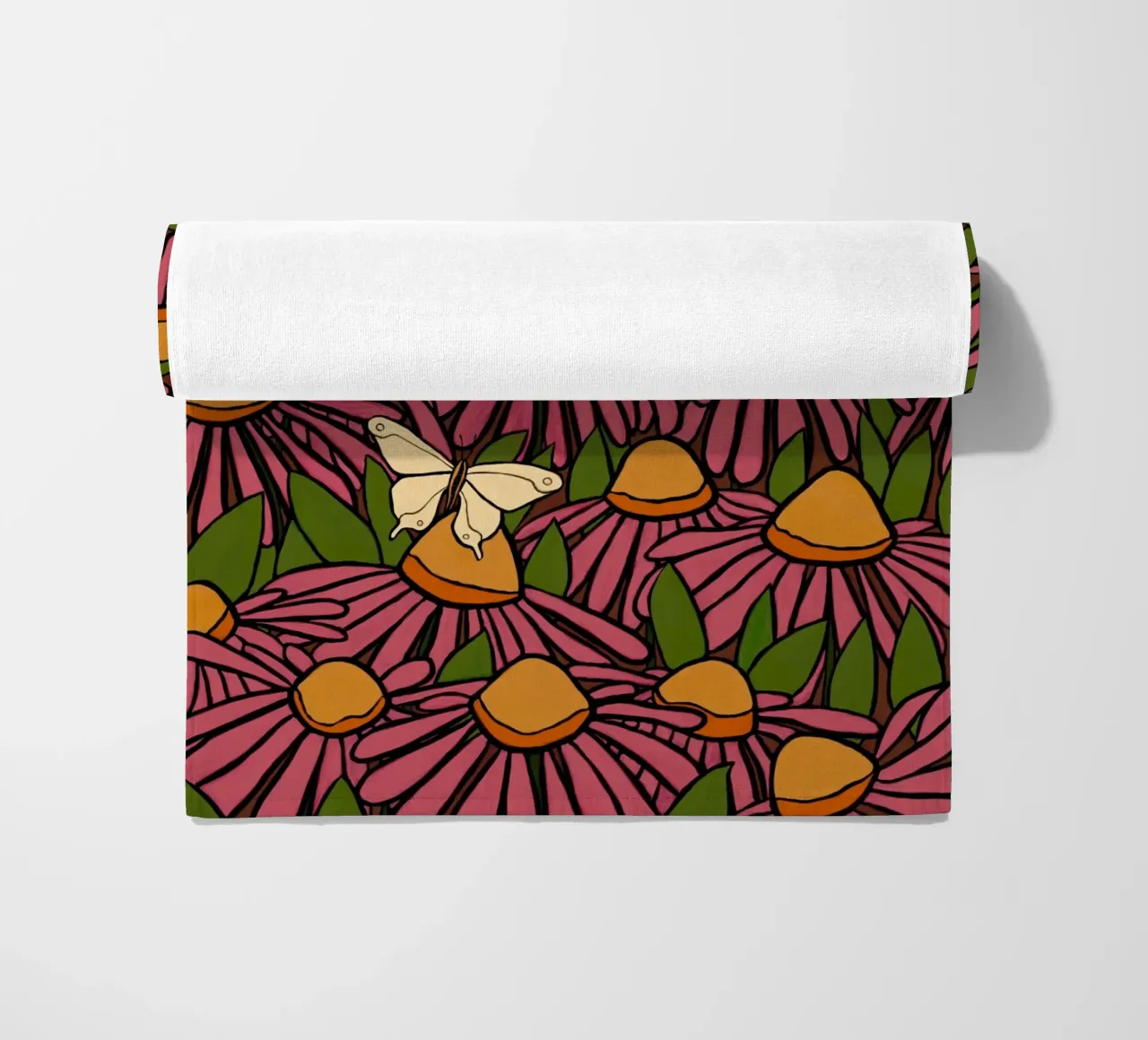 Echinacea and butterflies telo mare da TijanaArtStudio88