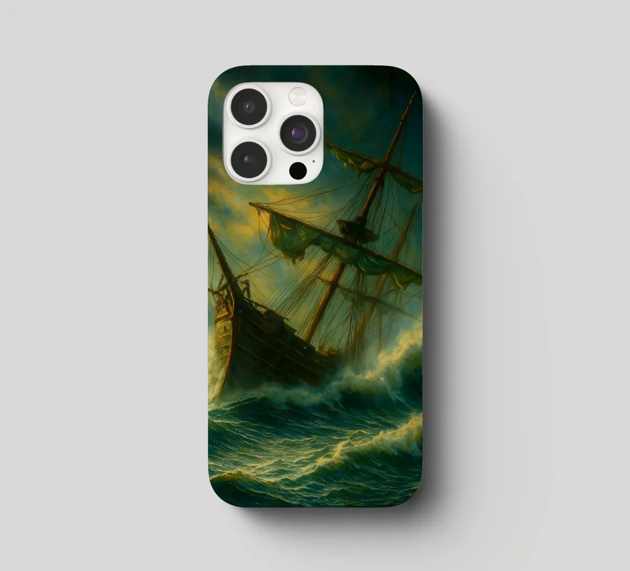 Het Pinisi schip werd getroffen door stormgolven foto's iphone hoesje van landtengs