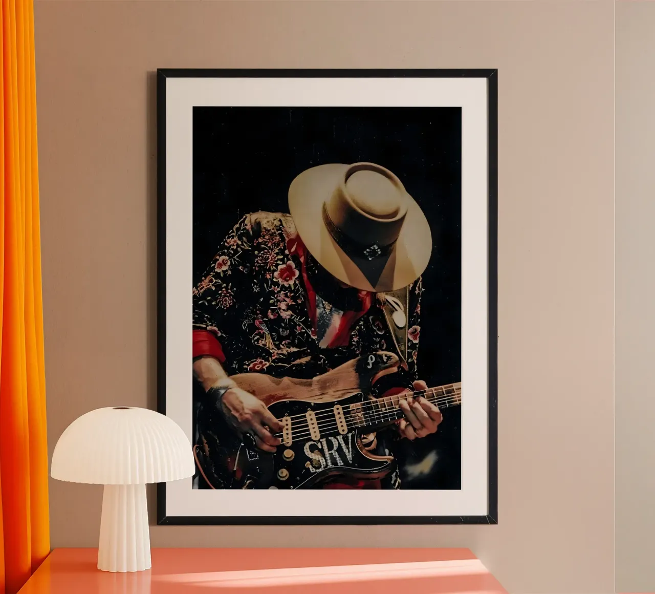 Stevie Ray Vaughan poster con telaio in plastica da Low poly art