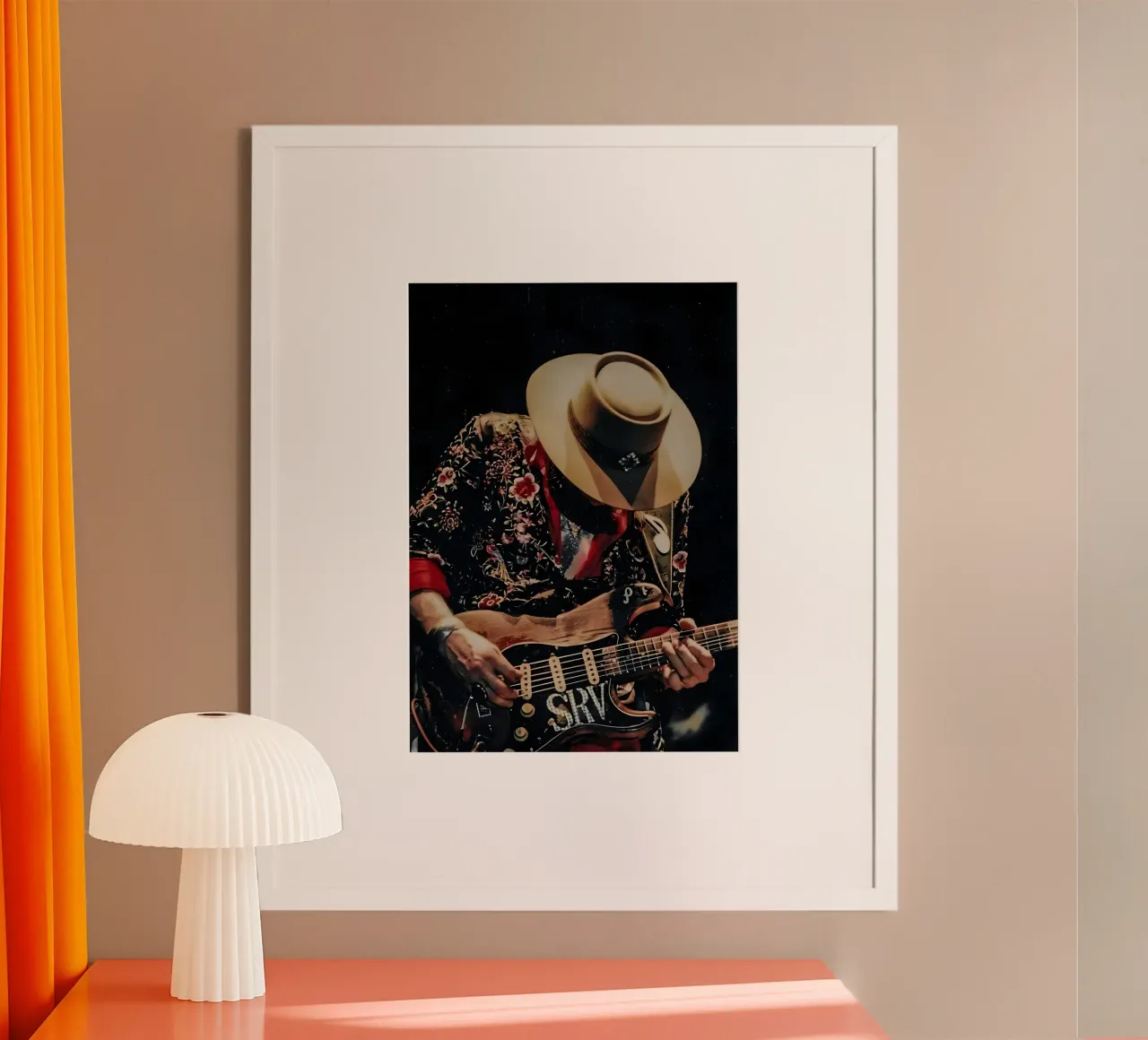 Stevie Ray Vaughan poster con telaio in plastica da Low poly art