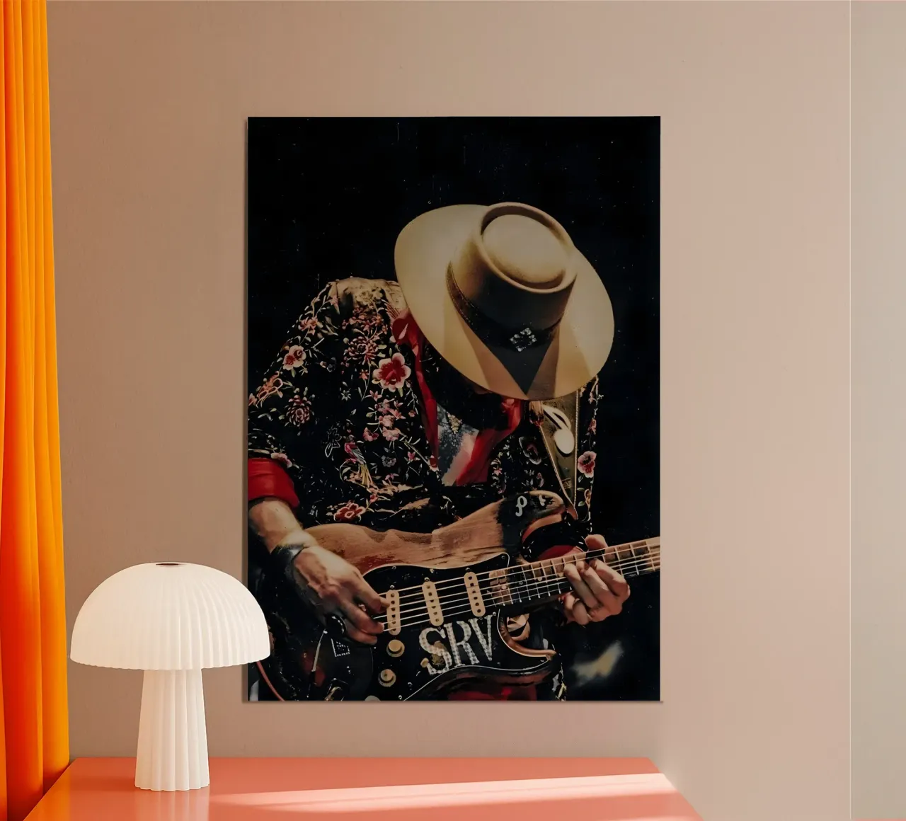Stevie Ray Vaughan poster con telaio in plastica da Low poly art