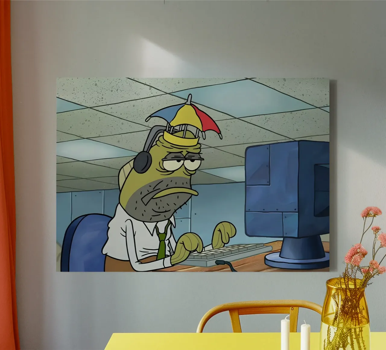 I have bad day lienzo con Marco flotante de Low poly art
