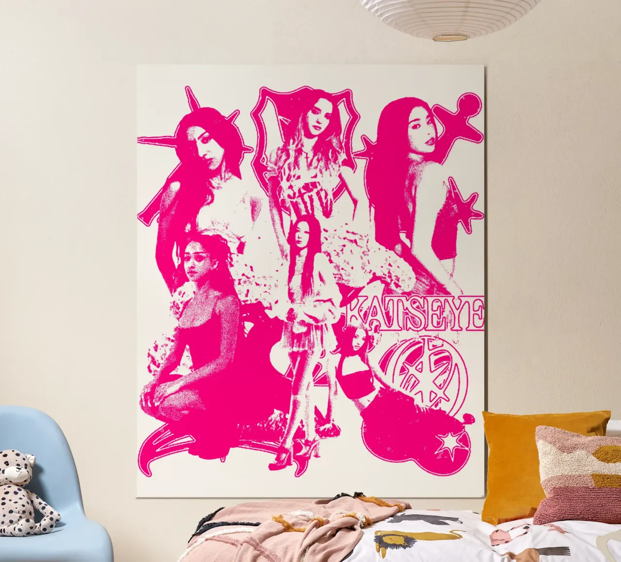SIlhouette Katseye Dansa Pop poster con telaio in legno da eliouxence