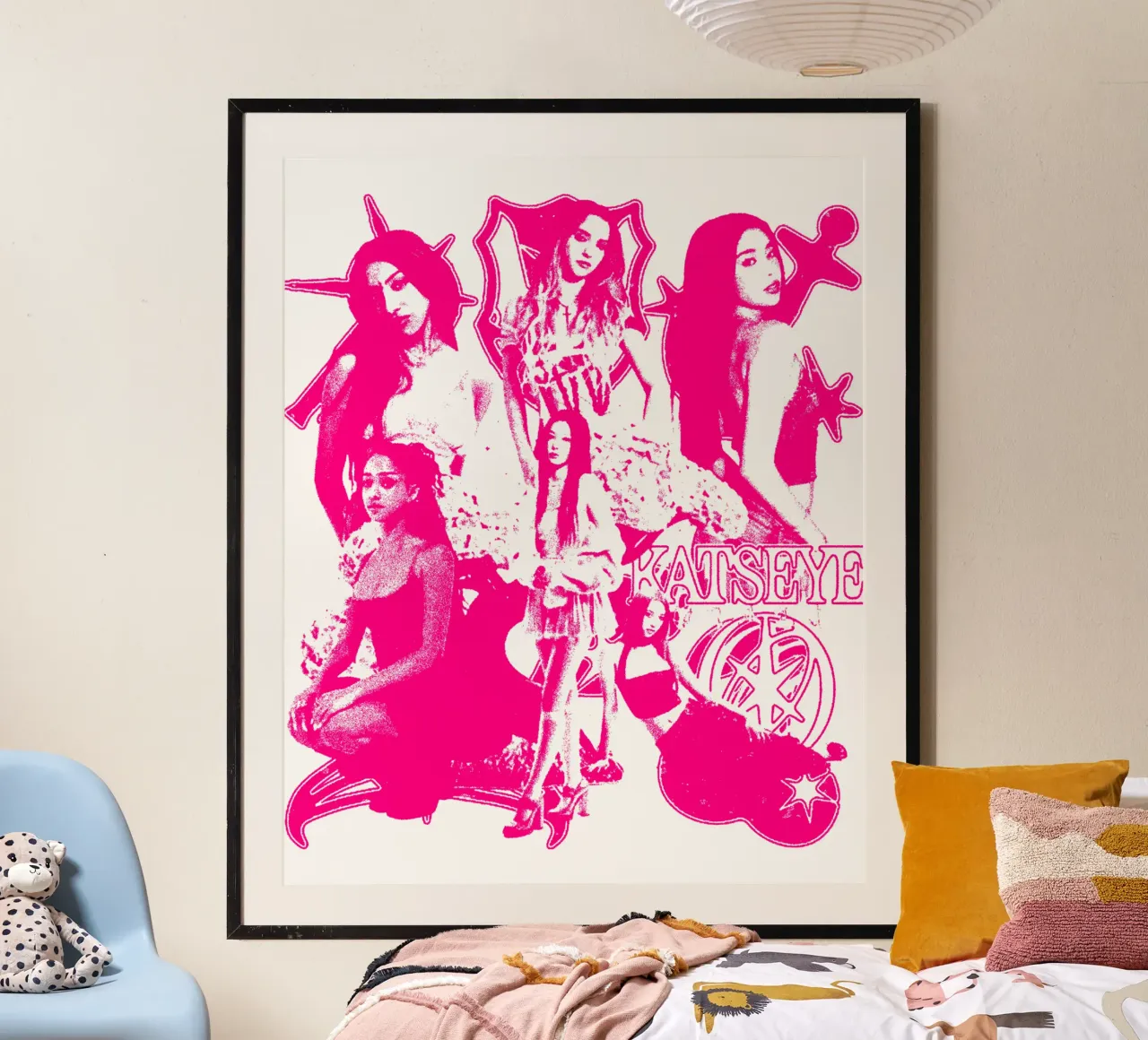 SIlhouette Katseye Dansa Pop poster con telaio in legno da eliouxence