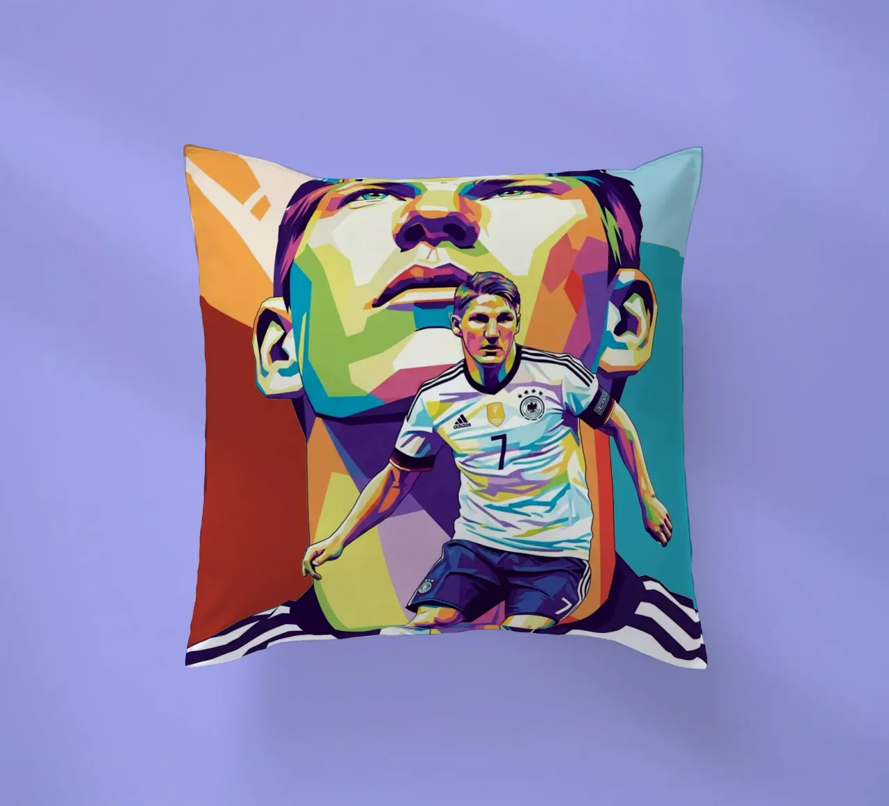 Ritratto pop art di Bastian Schweinsteiger cuscino da Hantamrata