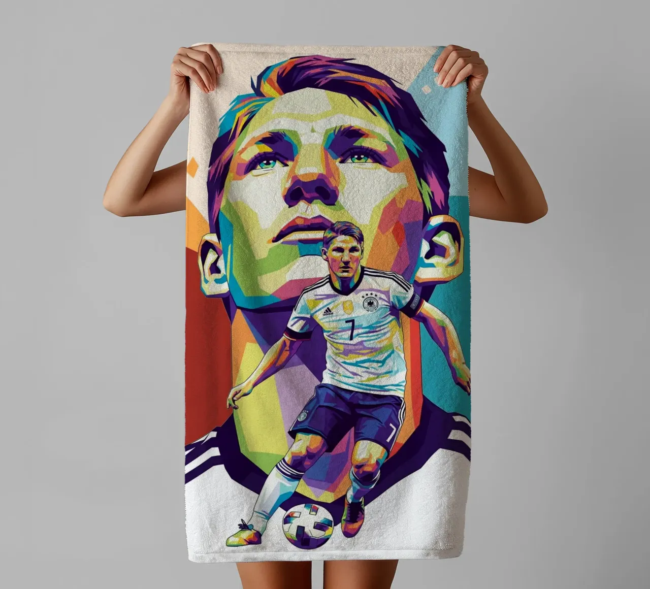 Ritratto pop art di Bastian Schweinsteiger asciugamano da bagno da Hantamrata